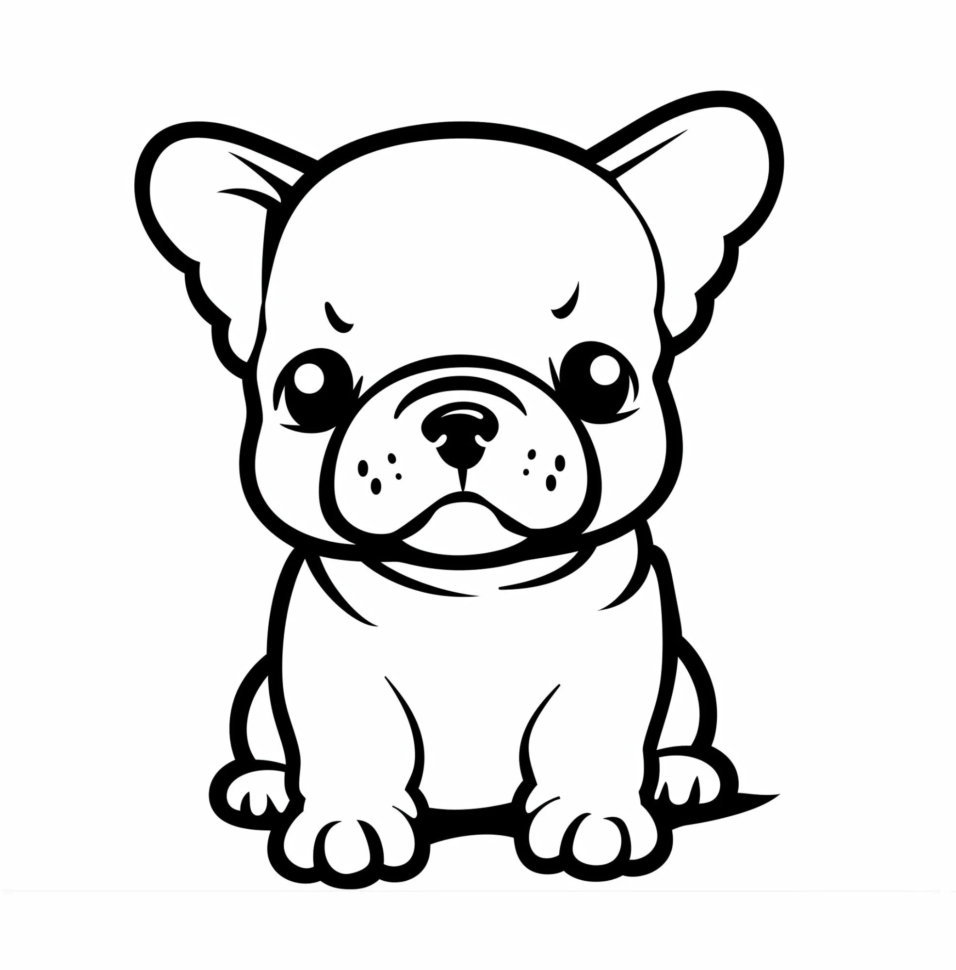 French bulldog puppy coloring page with bold simple lines