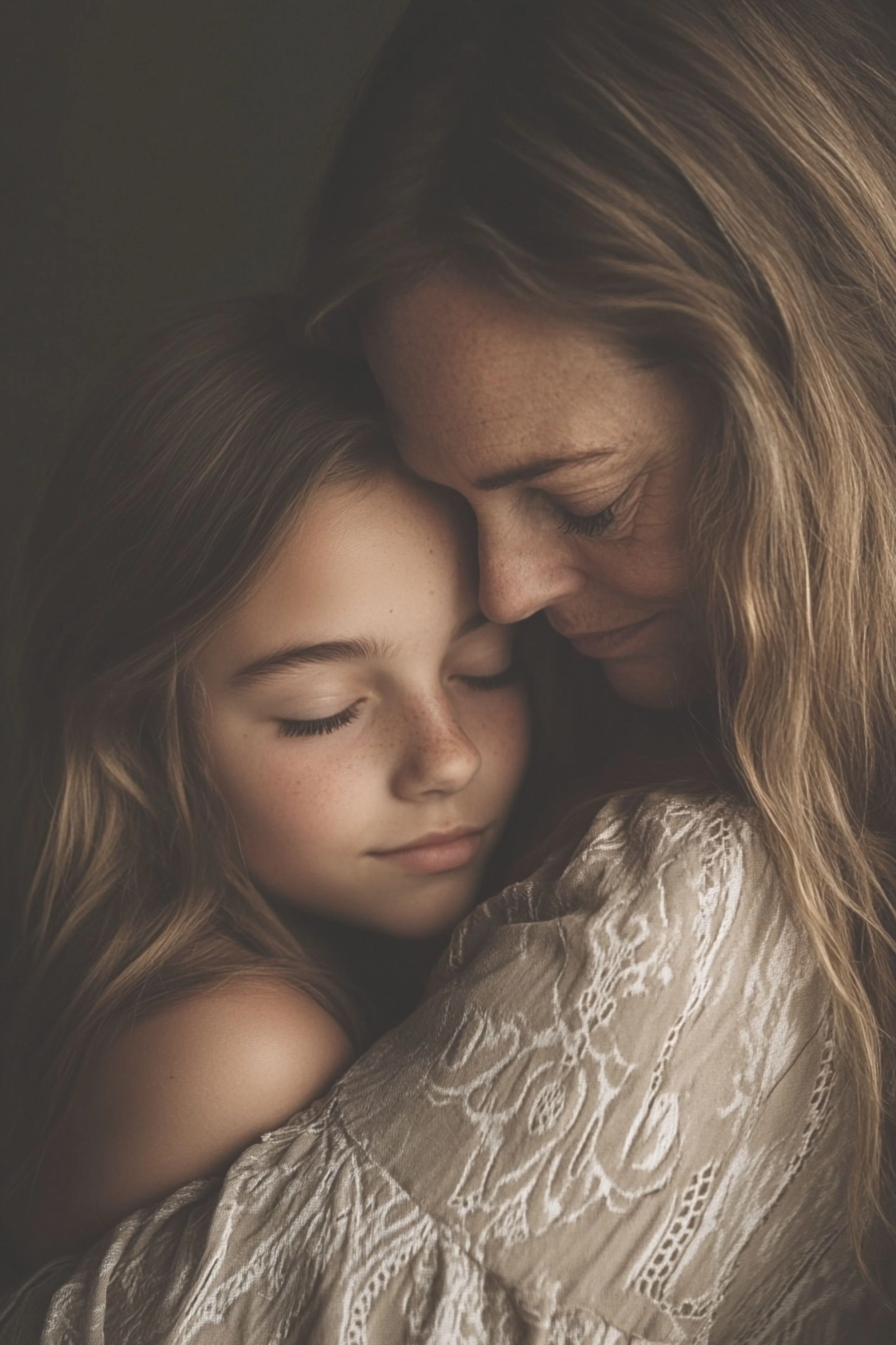 Mother and daughter sharing a quiet moment — For My Daughter guided journal by Lectureka Press