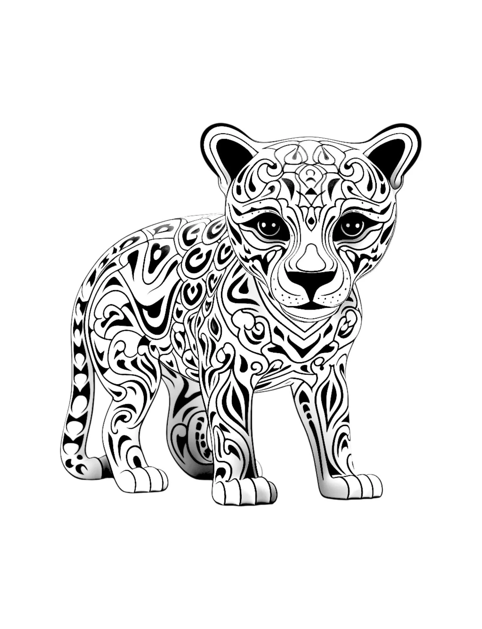 Alebrije jaguar coloring page inspired by Mexican folk art