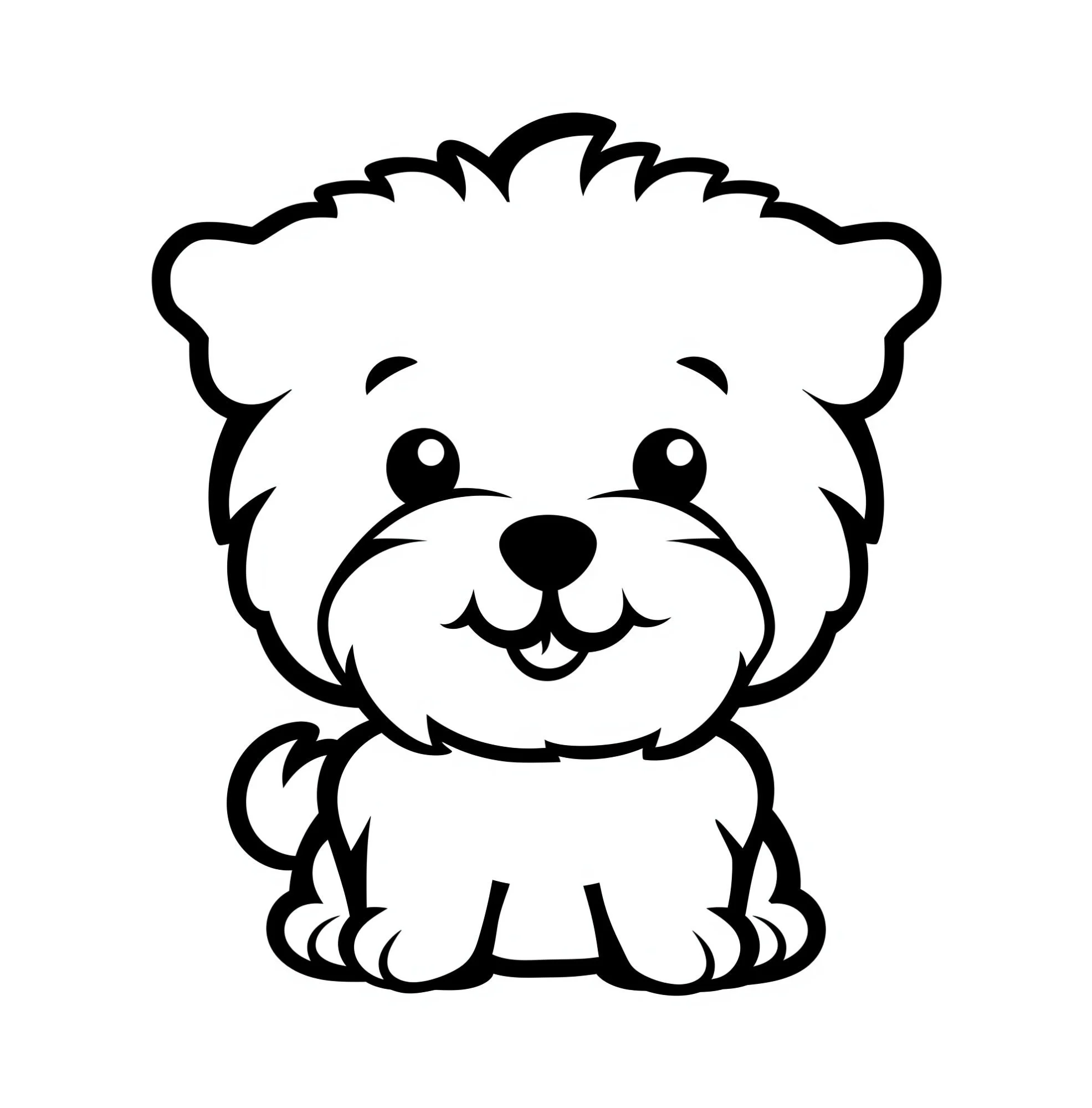 Cute fluffy dog coloring page with easy bold outlines