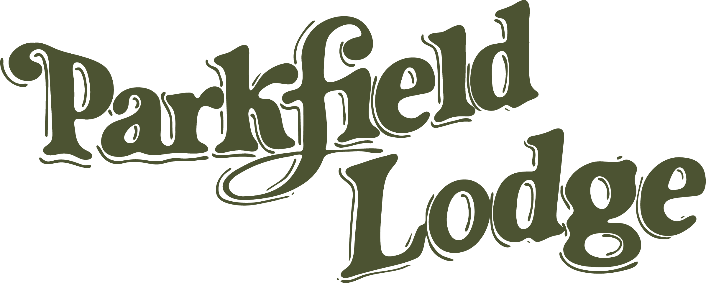 Parkfield Lodge hand painted logo in green.