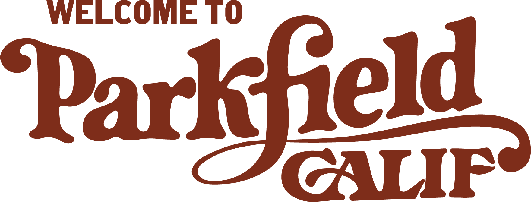 Text that reads "Welcome to Parkfield Calif" in red and stylized font.