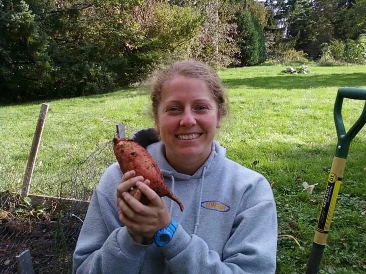 First-ever sweet potato proudly grown by Jessica and her husband Tim in their first tiny home garden in Madison
