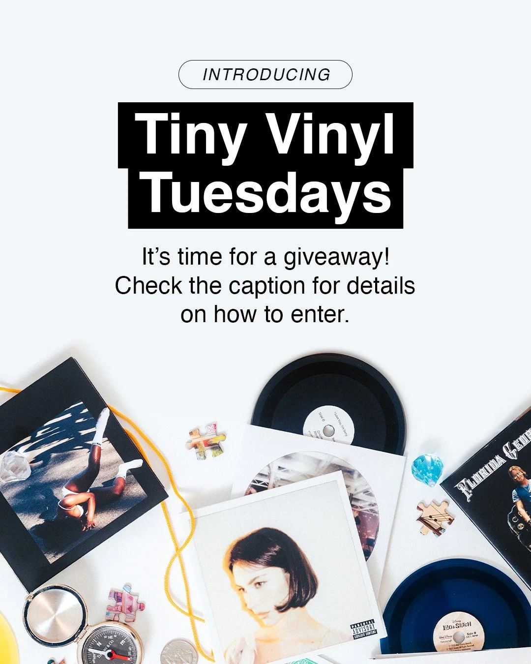 GIVEAWAY ALERT 🚨 What artist do you want to see on Tiny Vinyl? Sound off in the comments and tag a friend to enter, and make sure you&rsquo;re following @tinyvinylrecords to be included. We&rsquo;ll notify the winner via DM tomorrow!