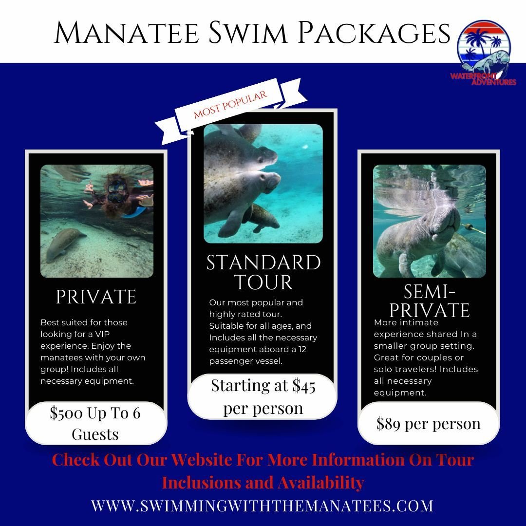 Whether your traveling in a large group of your favorite friends, or your on the road solo, we have the right manatee tour suited for you! With many different tour times and options, we are happy to reserve a seat for you! Contact us today or visit o