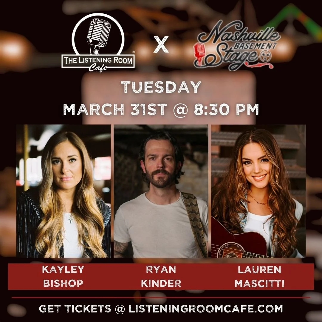 Kayley Bishop, Ryan Kinder and Lauren Mascitti at The Listening Room, with special guest Chris Walters