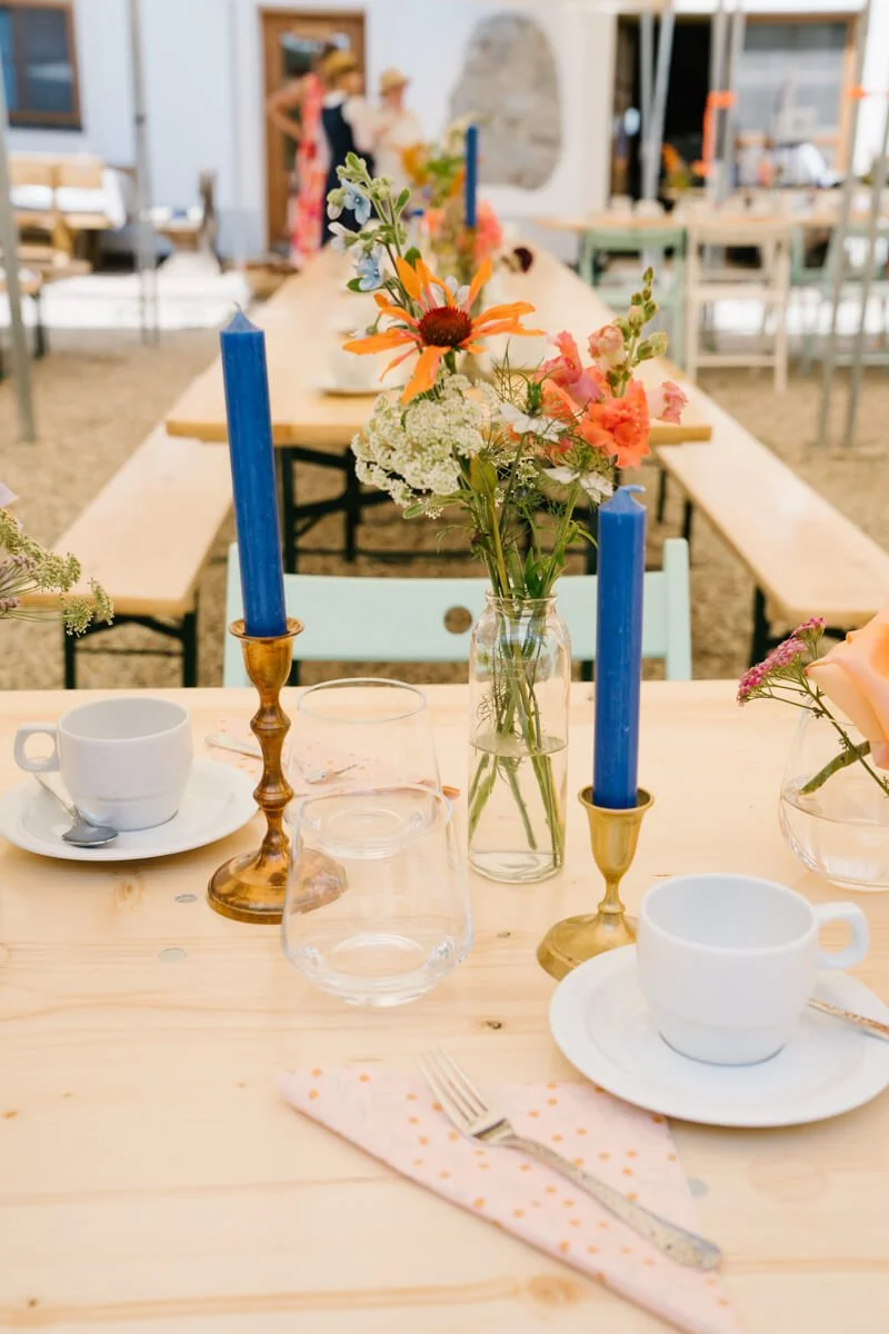 Munch wedding decoration on the wedding day on the table