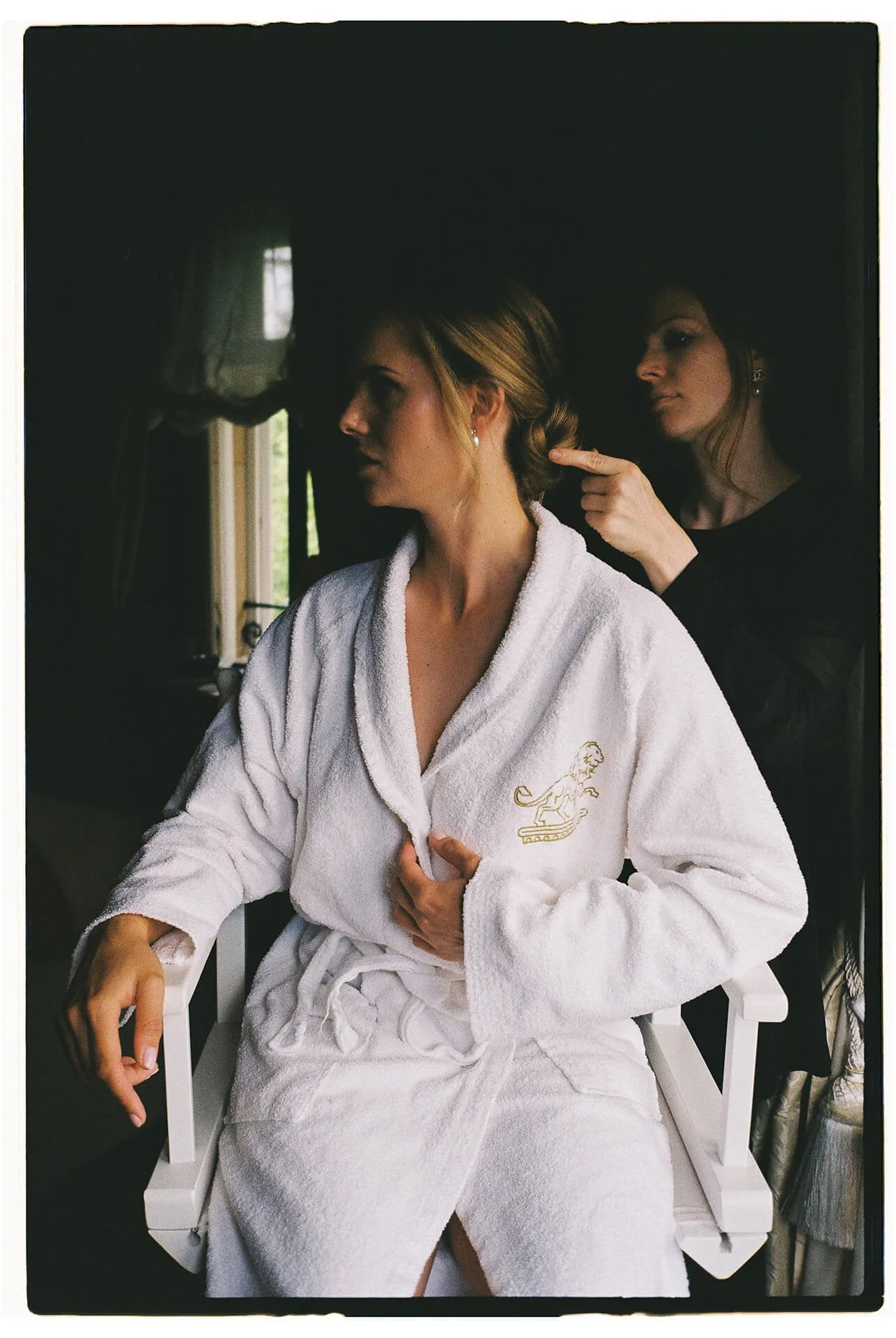 Bride is getting ready in Villa Rothschild, film photography