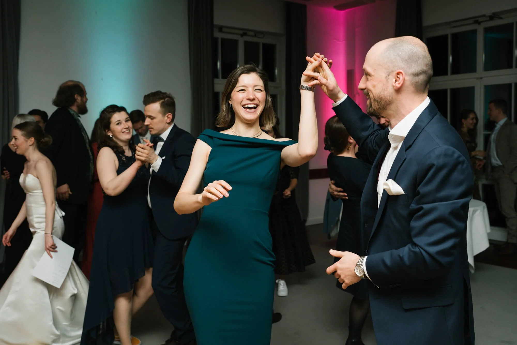 dance of guests on wedding celebration