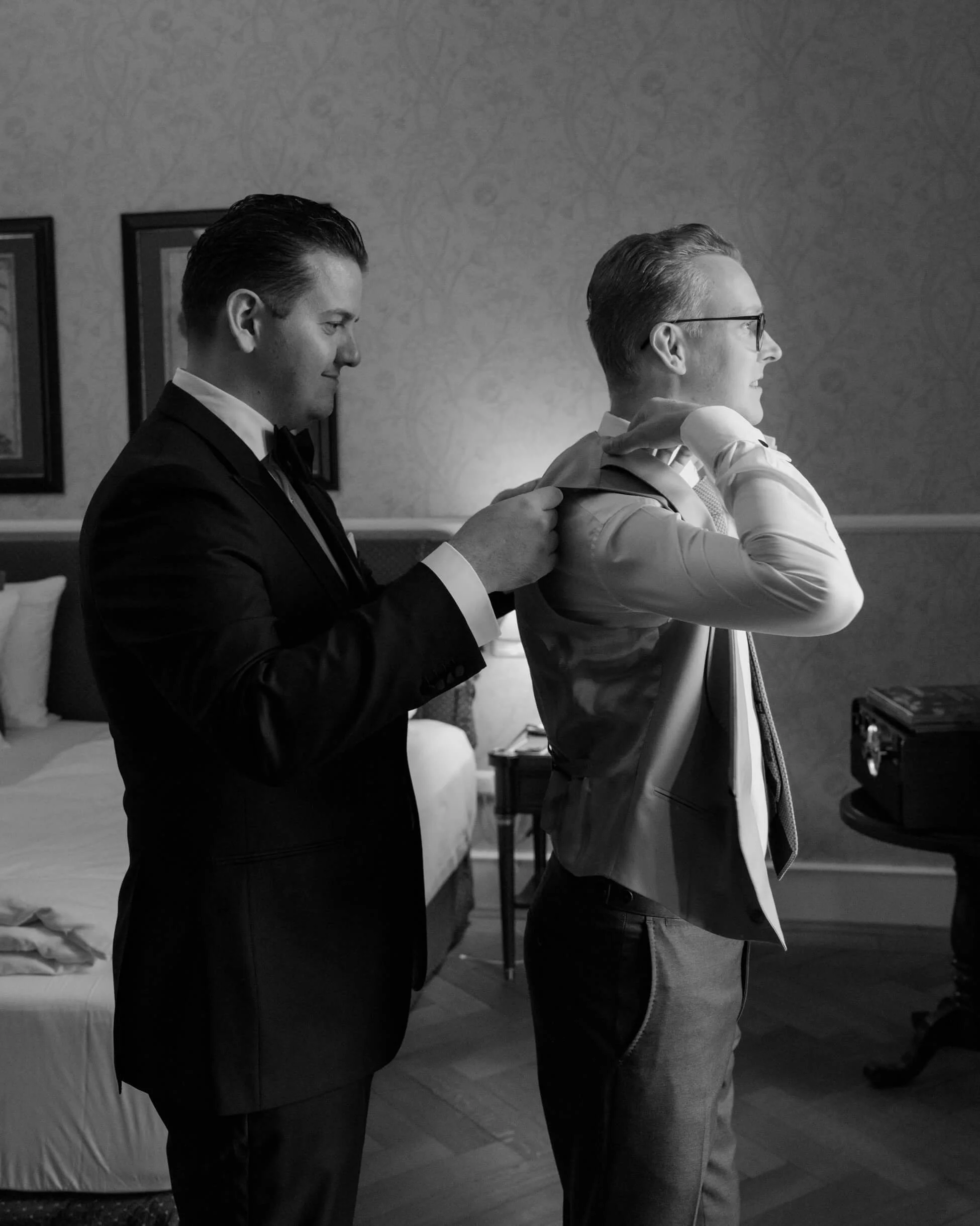 Groom getting ready in Villa Rothschild