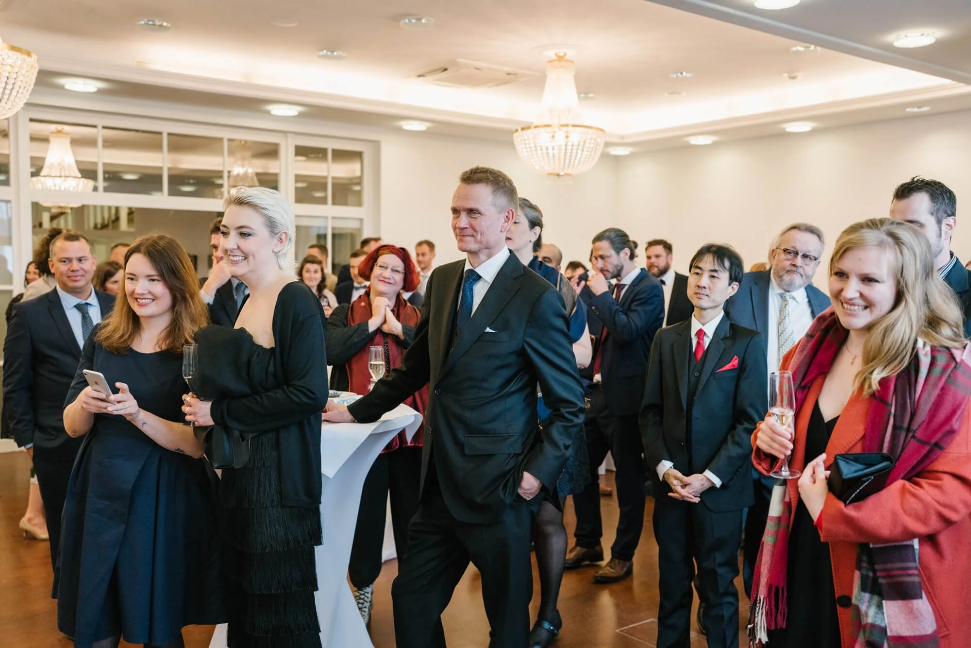 groups of guests on the wedding celebration