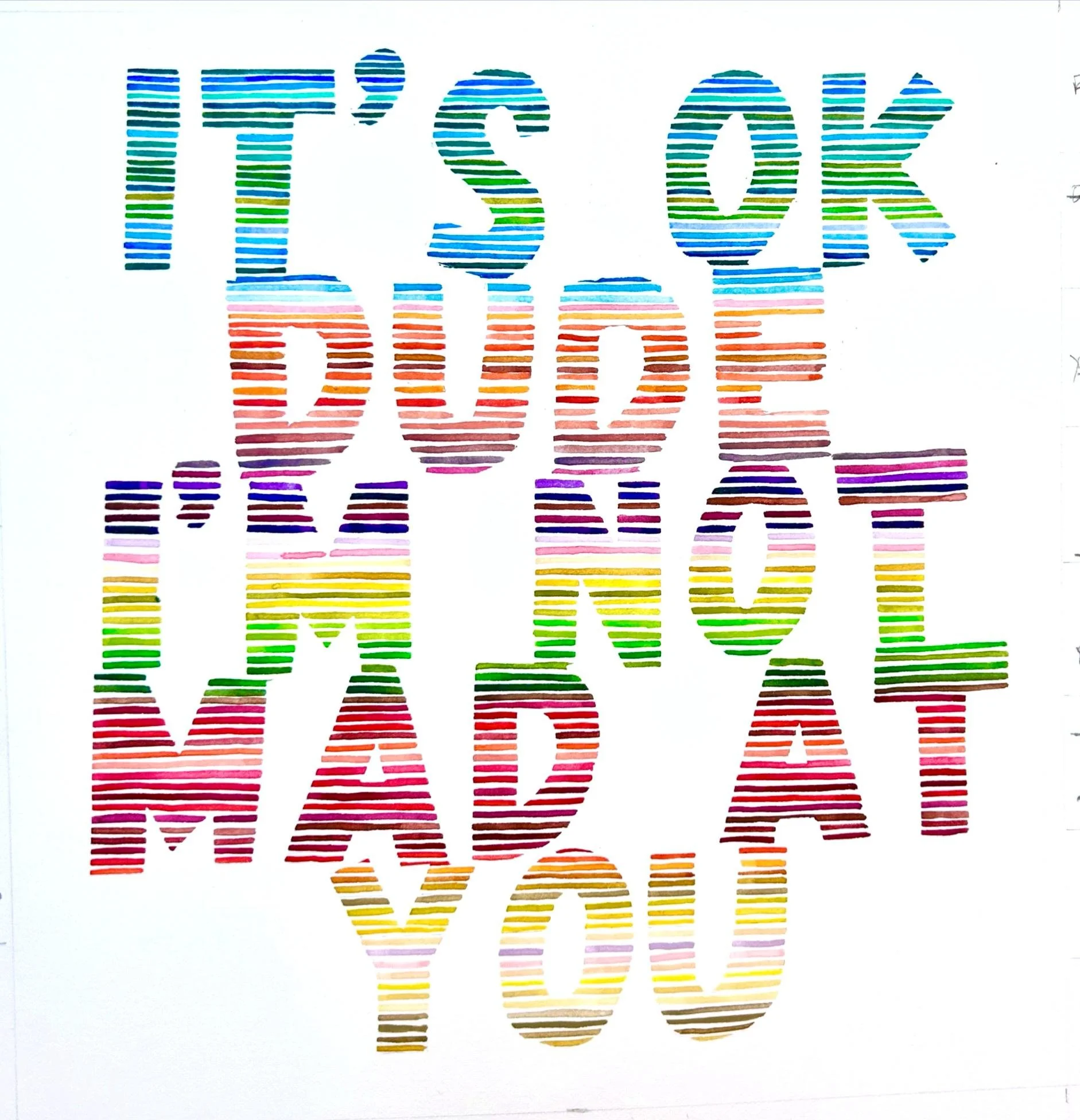 It's Ok Dude · Graphite & Watercolor · 8"x8"