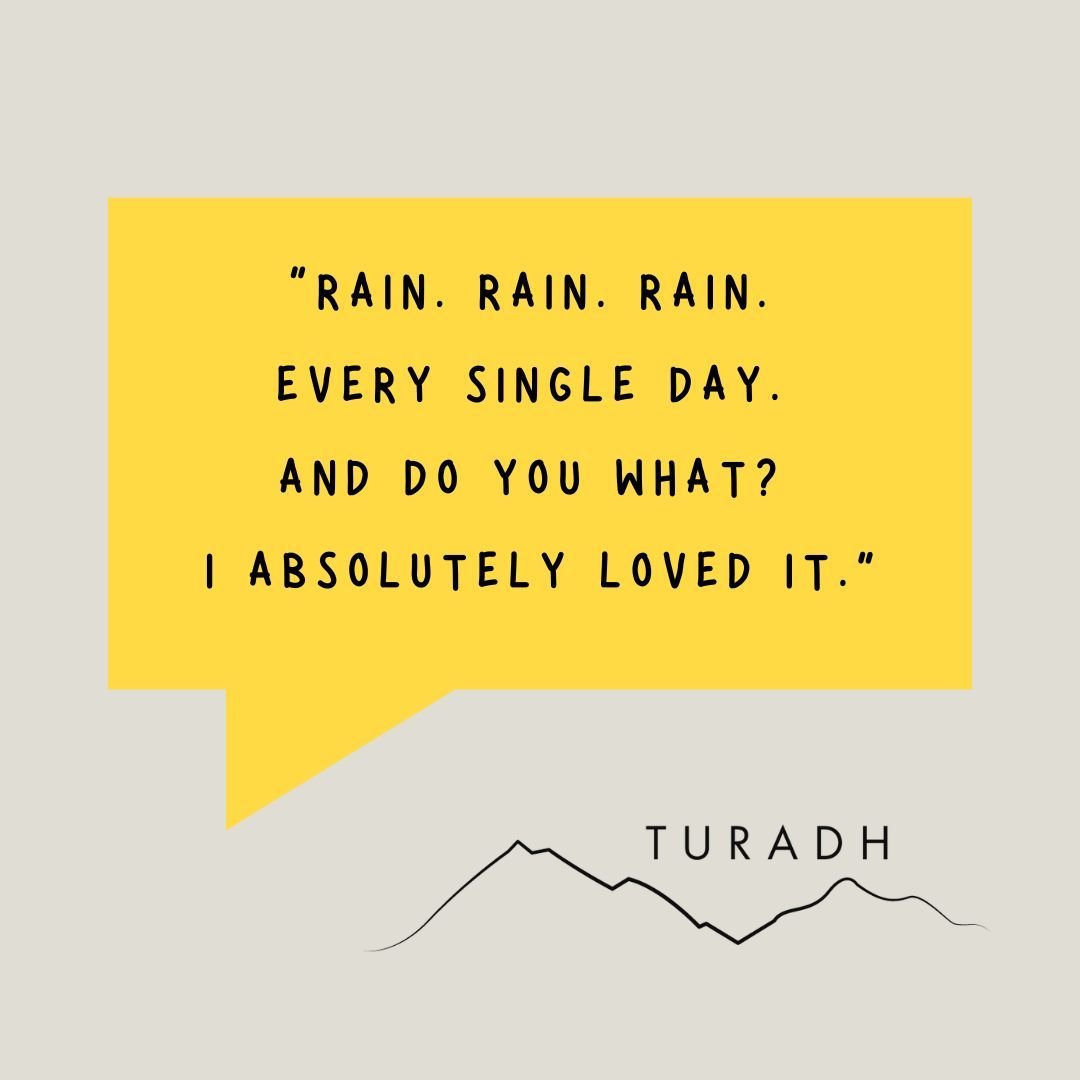 &ldquo;Rain. Rain. Rain. Every single day. And do you what? I absolutely loved it. It gave me permission to lie for hours on the big sofa gazing out of the huge windows just watching the clouds fill and empty. I feel rinsed by beauty. And so deeply r