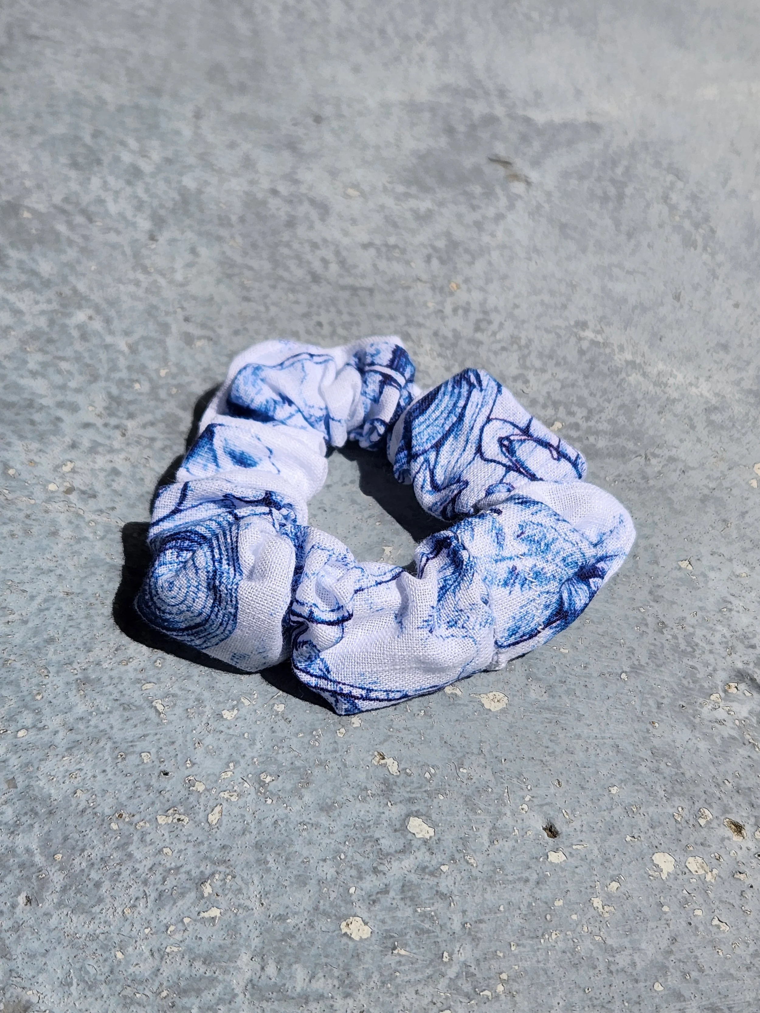 Blue + White Scrunchie