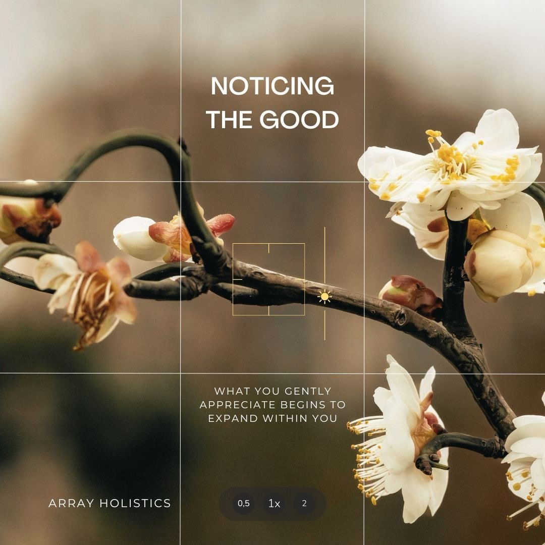 Noticing the good isn&rsquo;t about ignoring what feels heavy, it&rsquo;s about gently shifting your awareness towards what is steady, supportive and inspiring.

Even in the smallest moments, there is something to recognize&hellip; something to appre