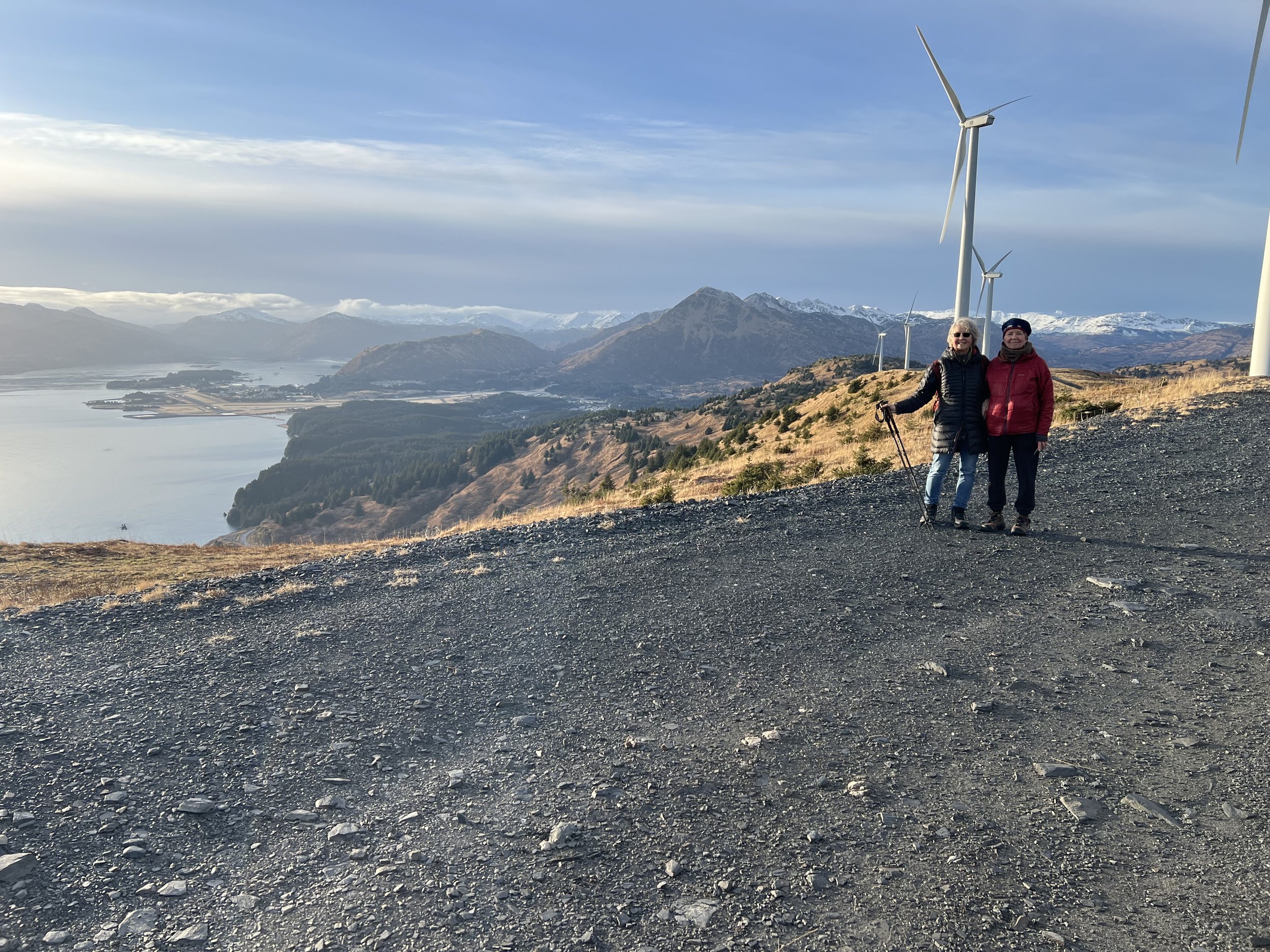 Carol and Ann at the top of Pillar Mountain, Kodiak, Alaska.