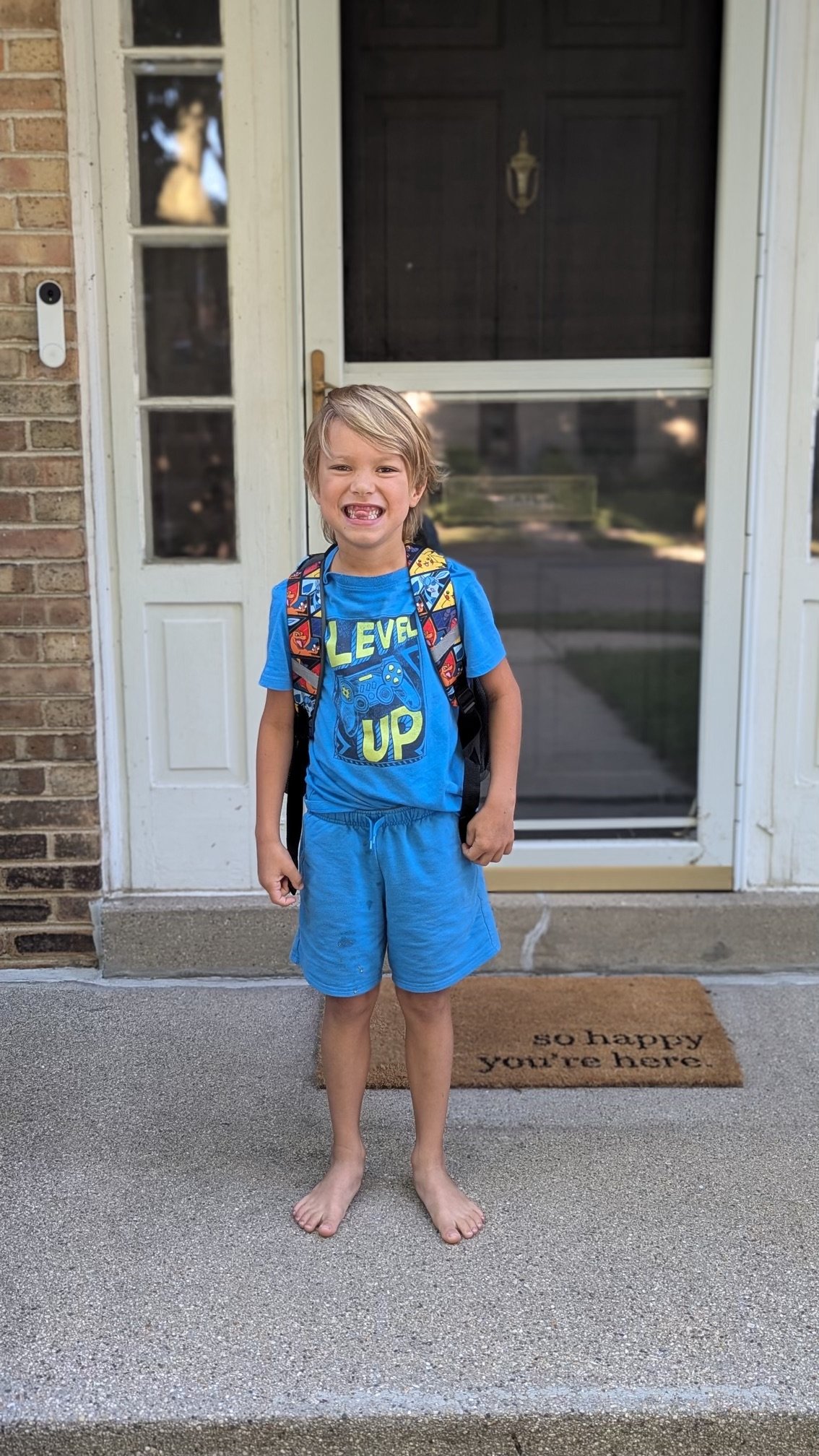 Auggie on his historic first day of first grade