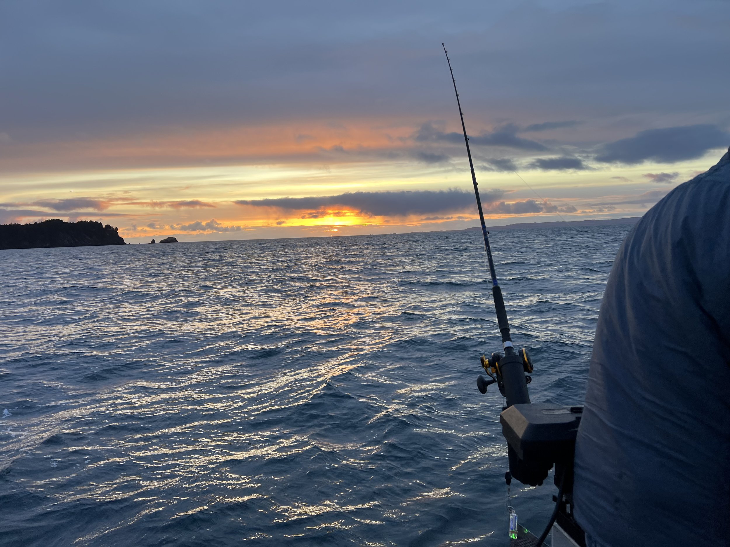 What the Pacific looked like minutes before Jay caught his big fish. It wasn't totally flat.