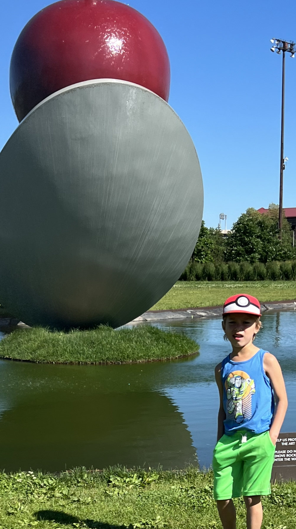 Auggie visited the Walker Sculpture Garden in Minneapolis in June