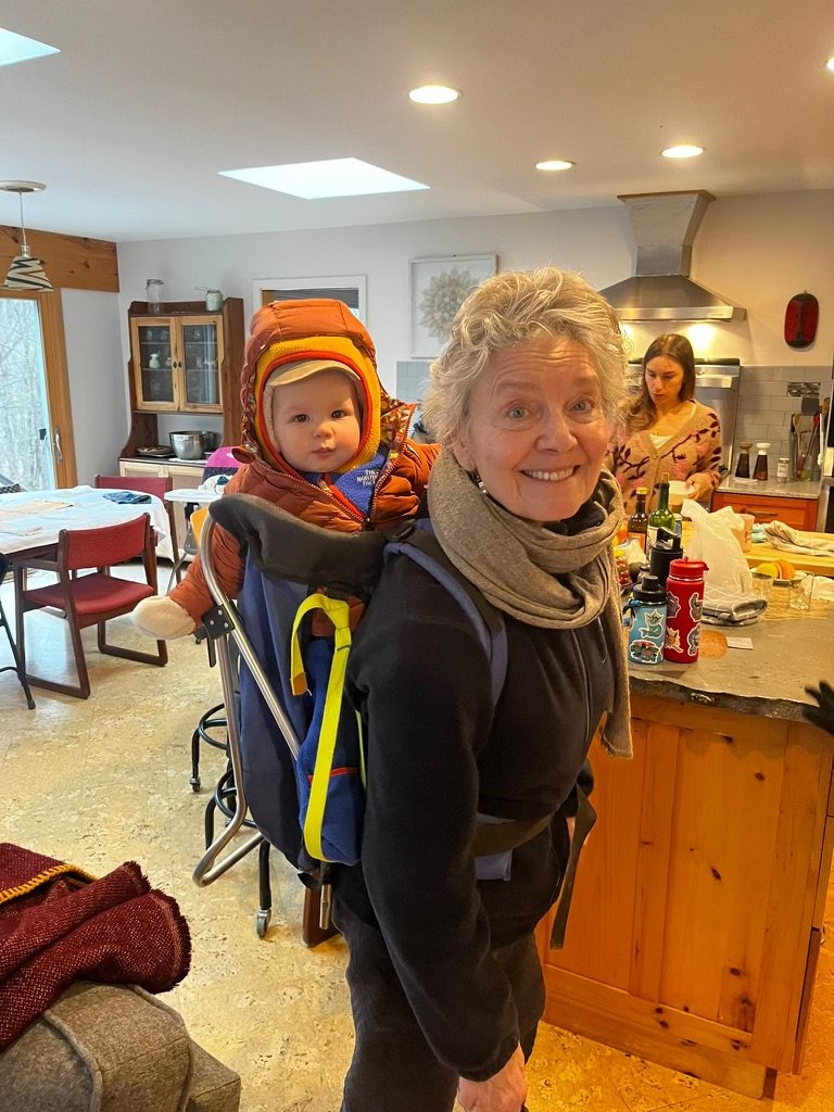The ancestral backpack has the next generation passenger.