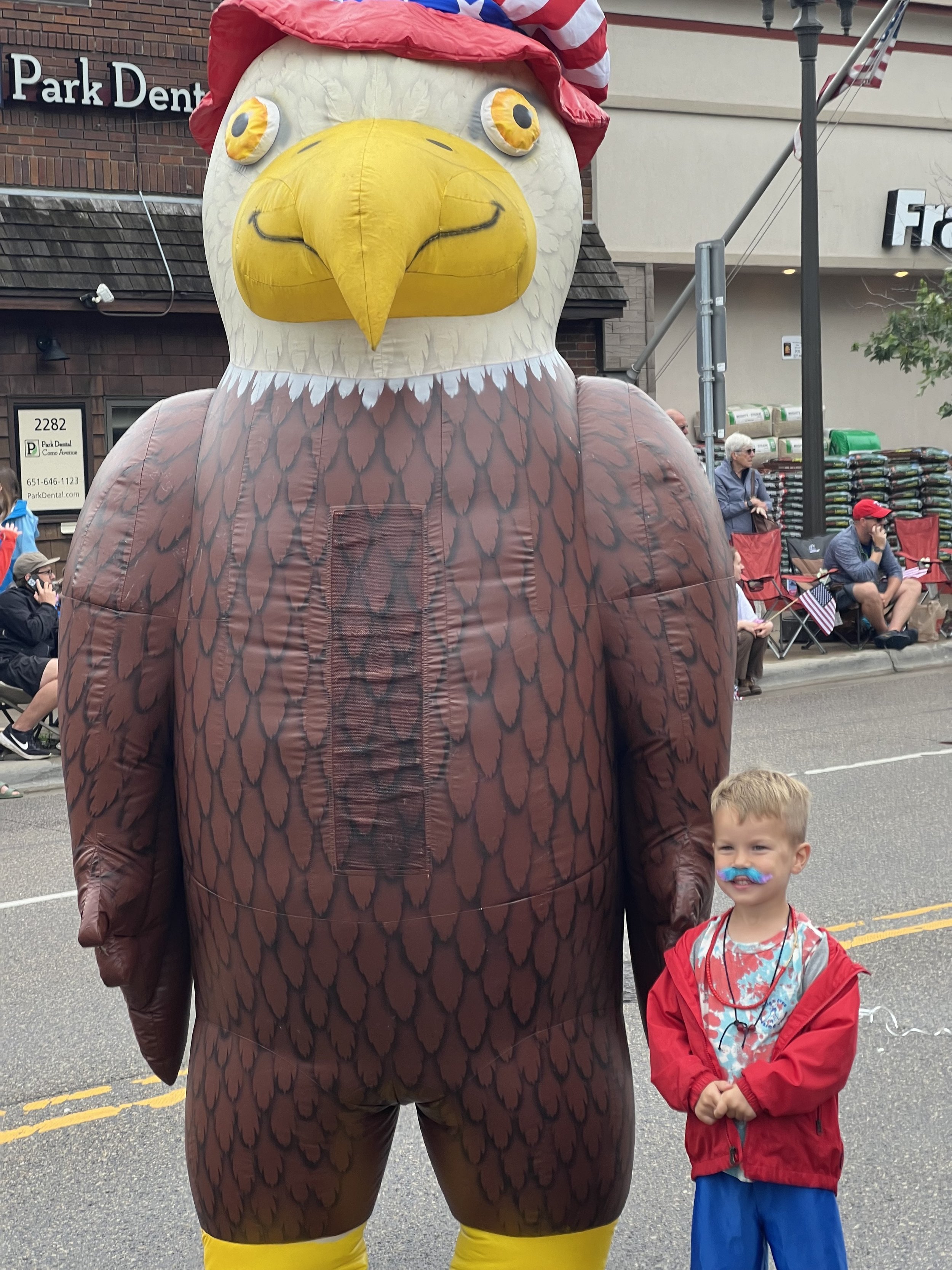 A funny looking person and an Eagle