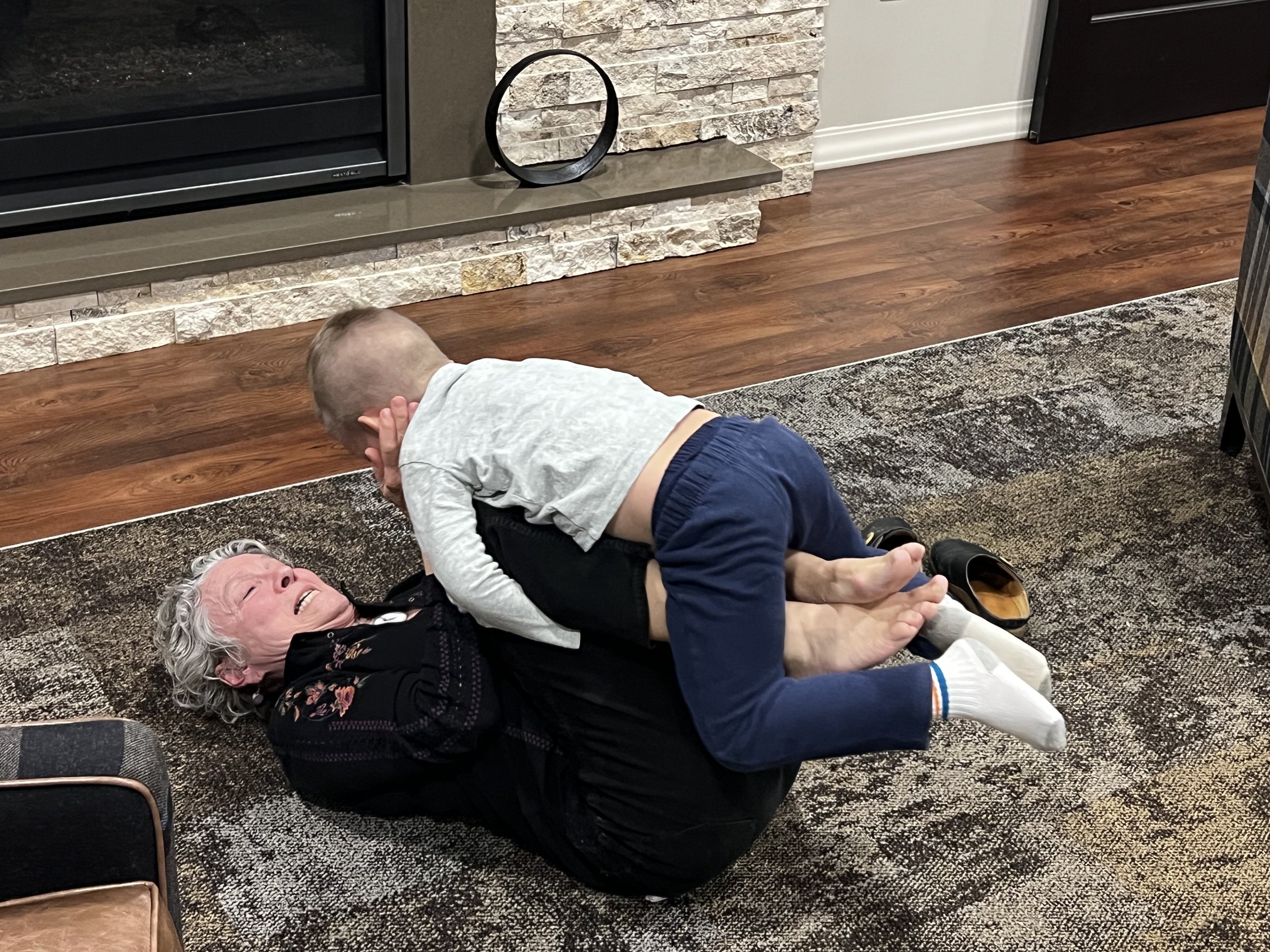 Wrestling his Grandma J in November