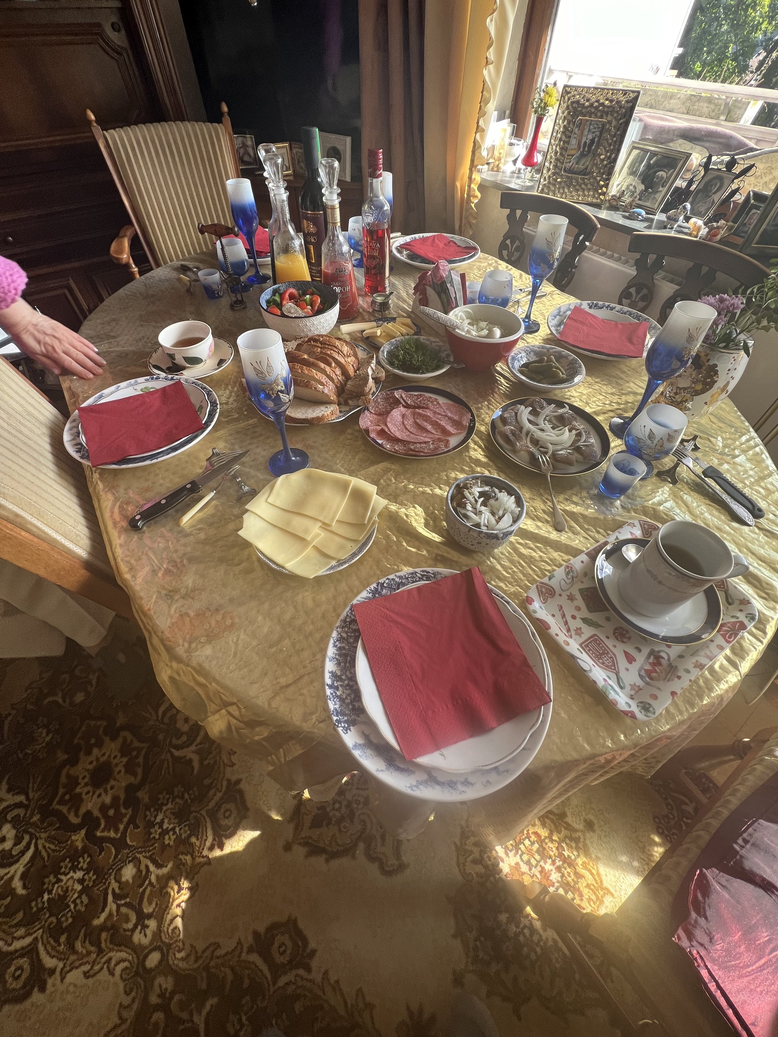 The very Russian lunch table in Lubeck, Germany, at Glasha's grandmother's apartment