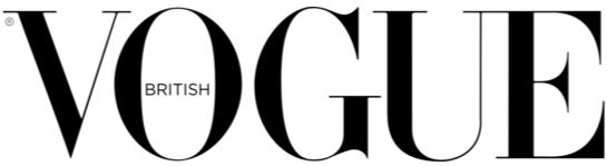 Vogue magazine logo with the word BRITISH inside the 'O'