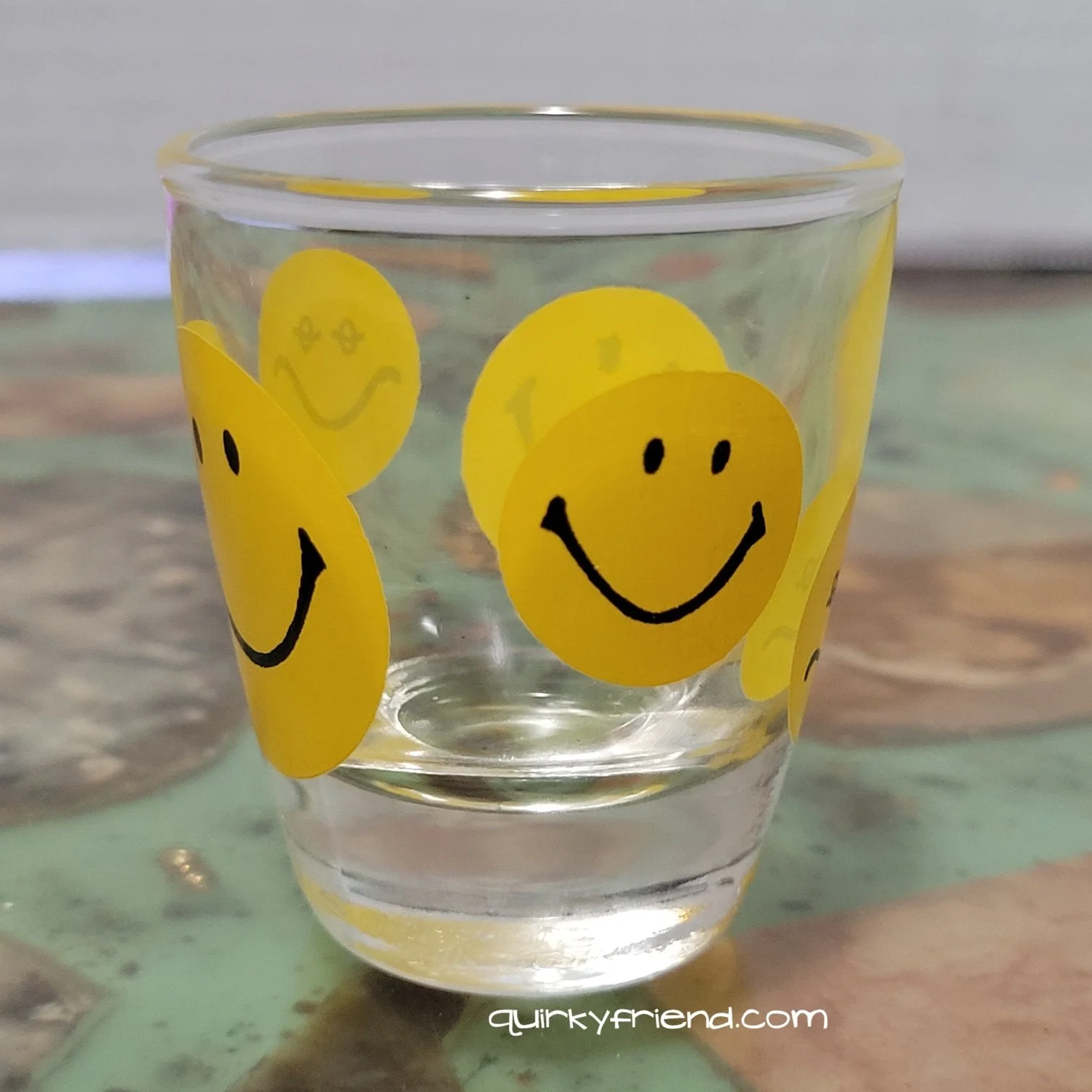 Vintage 1970s Libbey smiley face shot glass 2