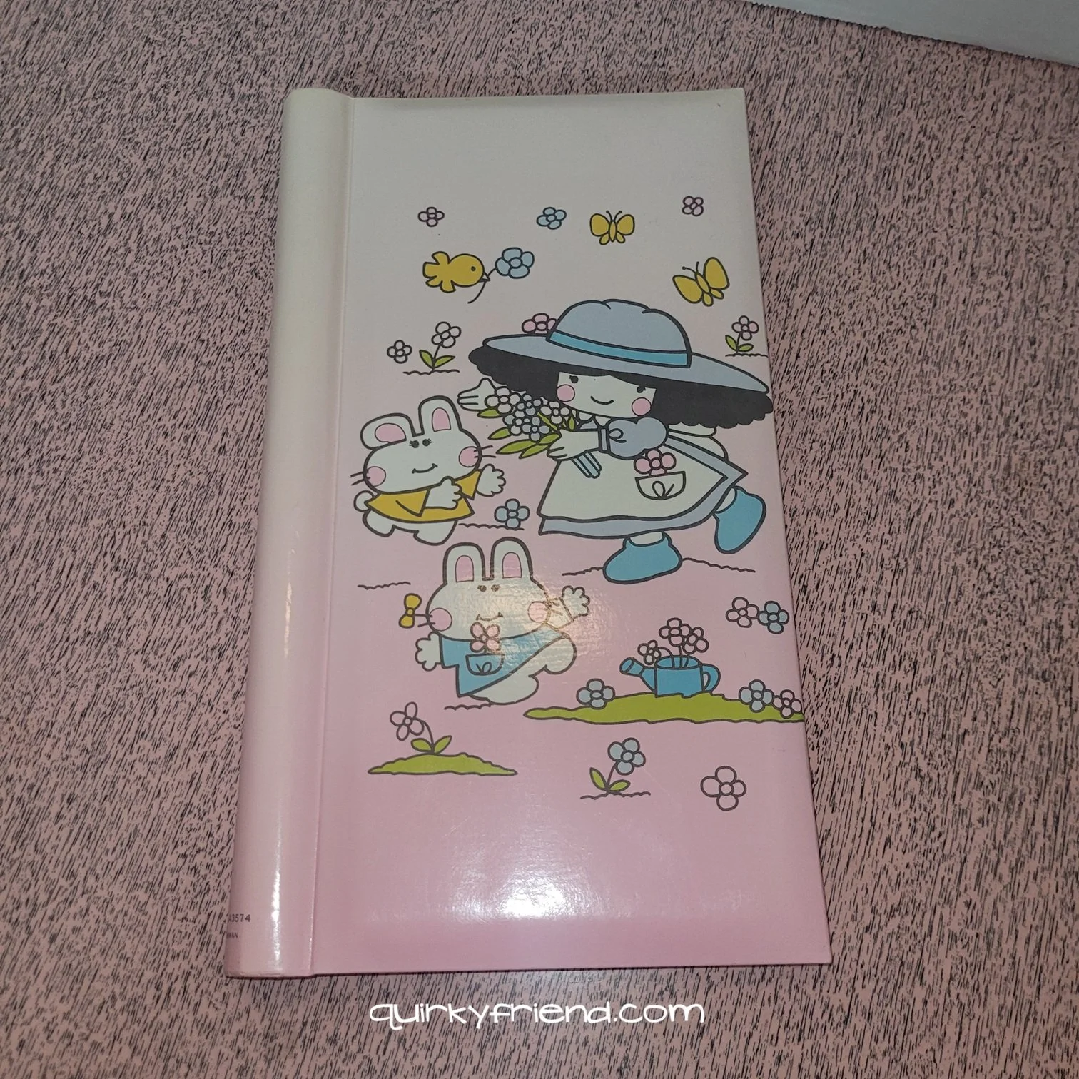 Vintage 1980s Pink Photo Album with Kawaii Girl & Bunnies Cover 1