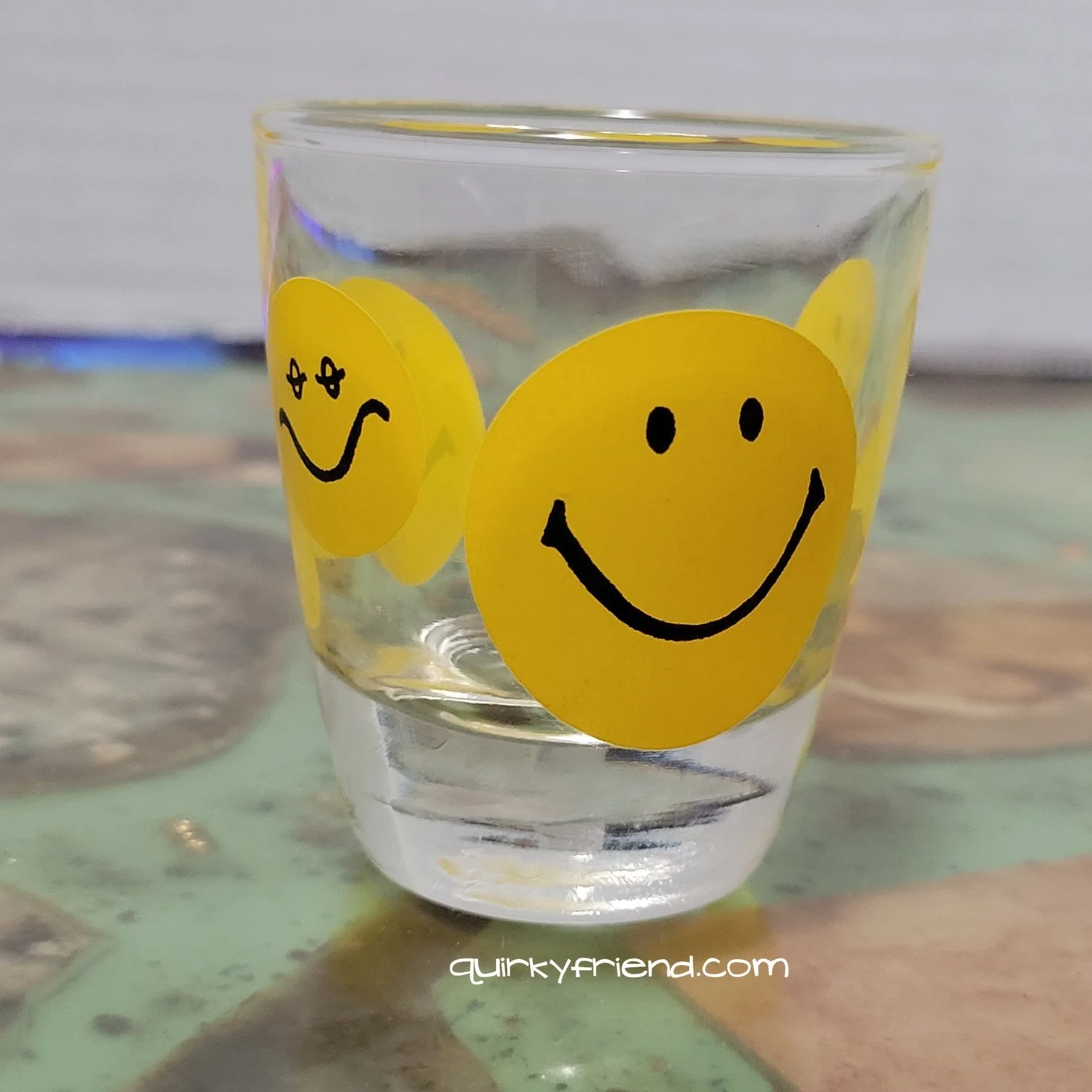 Vintage 1970s Libbey smiley face shot glass 1