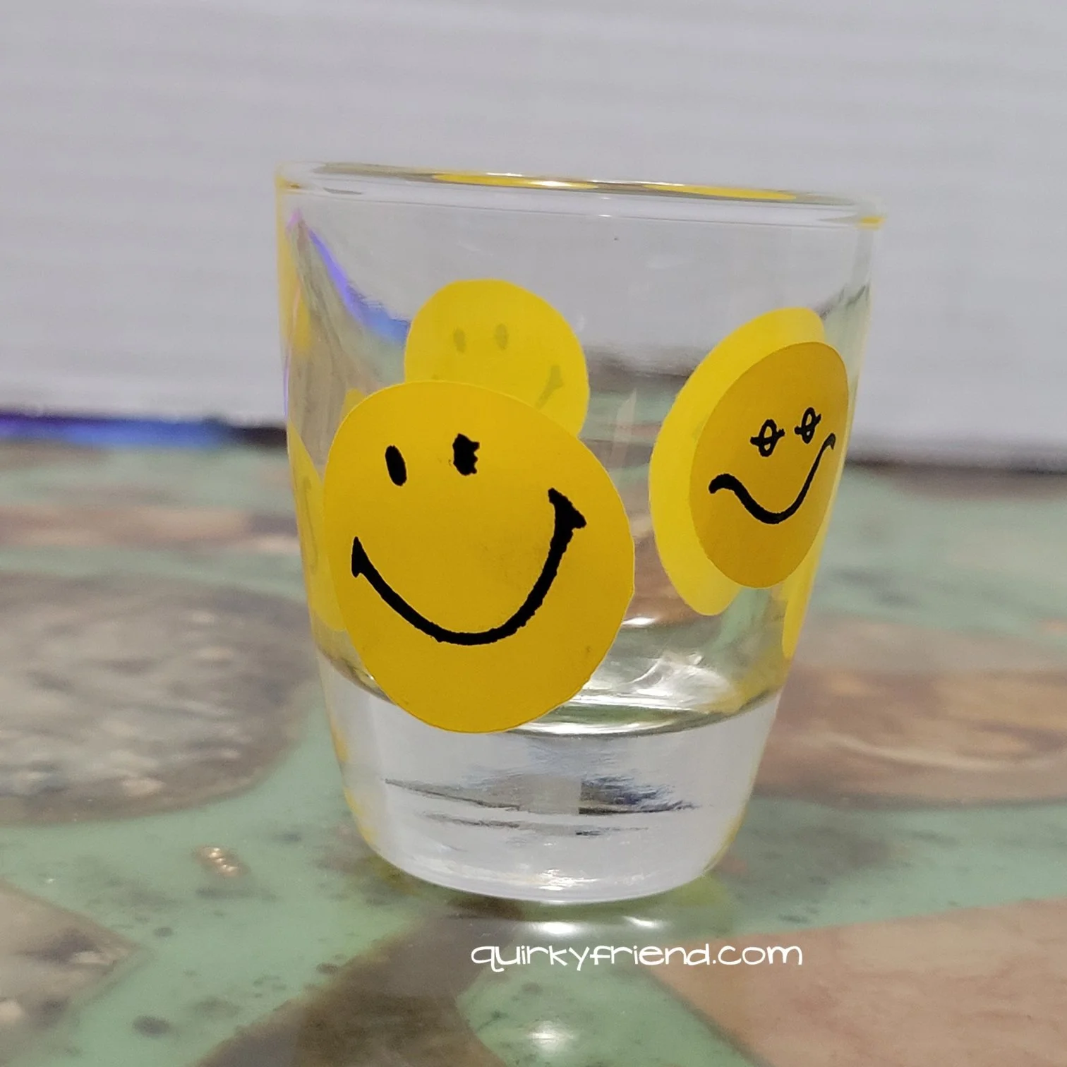 Vintage 1970s Libbey smiley face shot glass 3