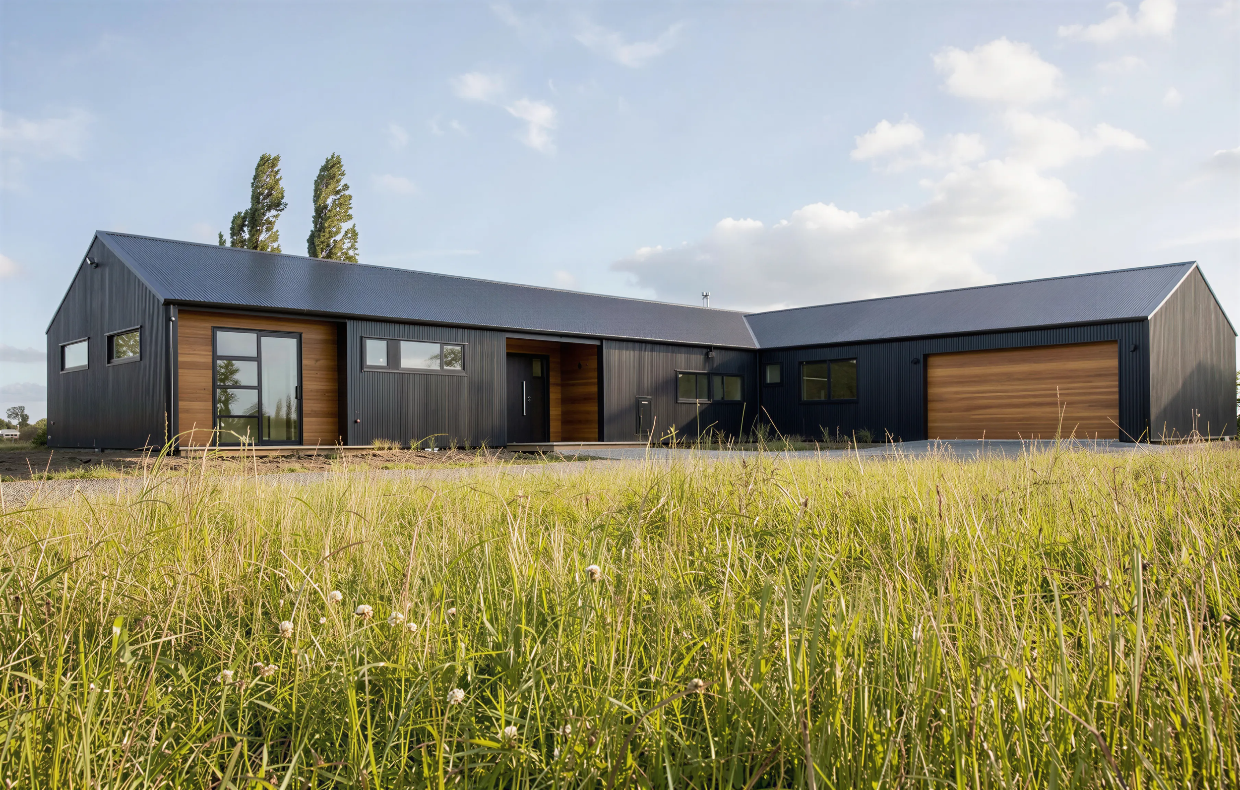 Interior, living space with sofa and glazing to rural views
