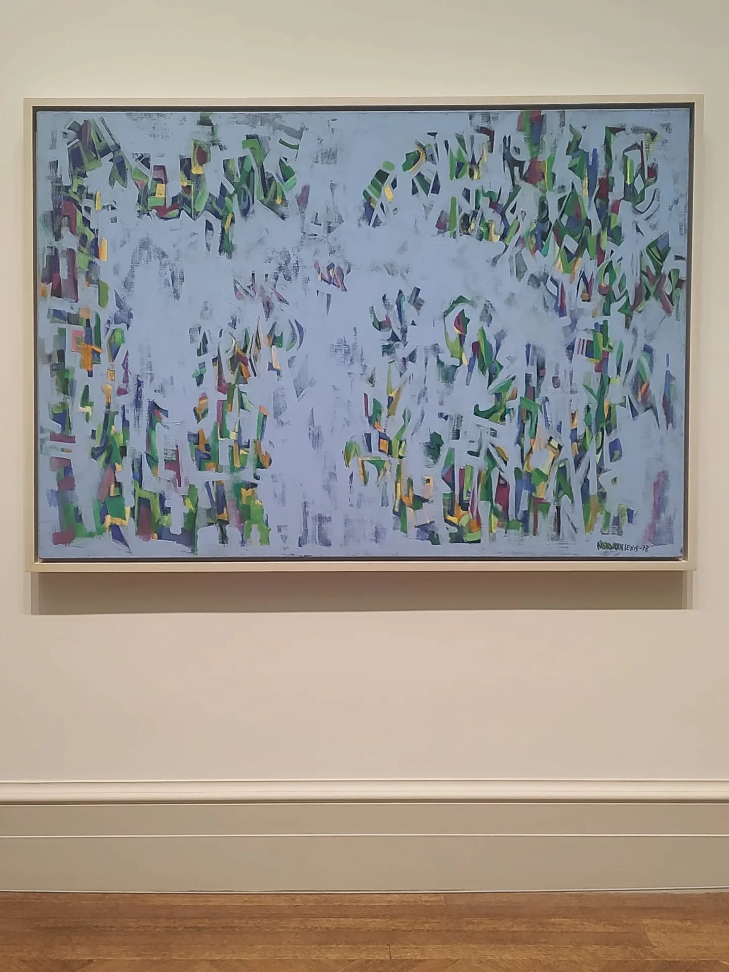 Art inspiration for the weekend: &quot;Untitled&quot; by Norman Lewis, 1978. 🔵🟢🟡🟣 I must have stood in front of this for about 15 minutes, after a while the little markings really feel like they turn into people, like watching a busy crowd move o