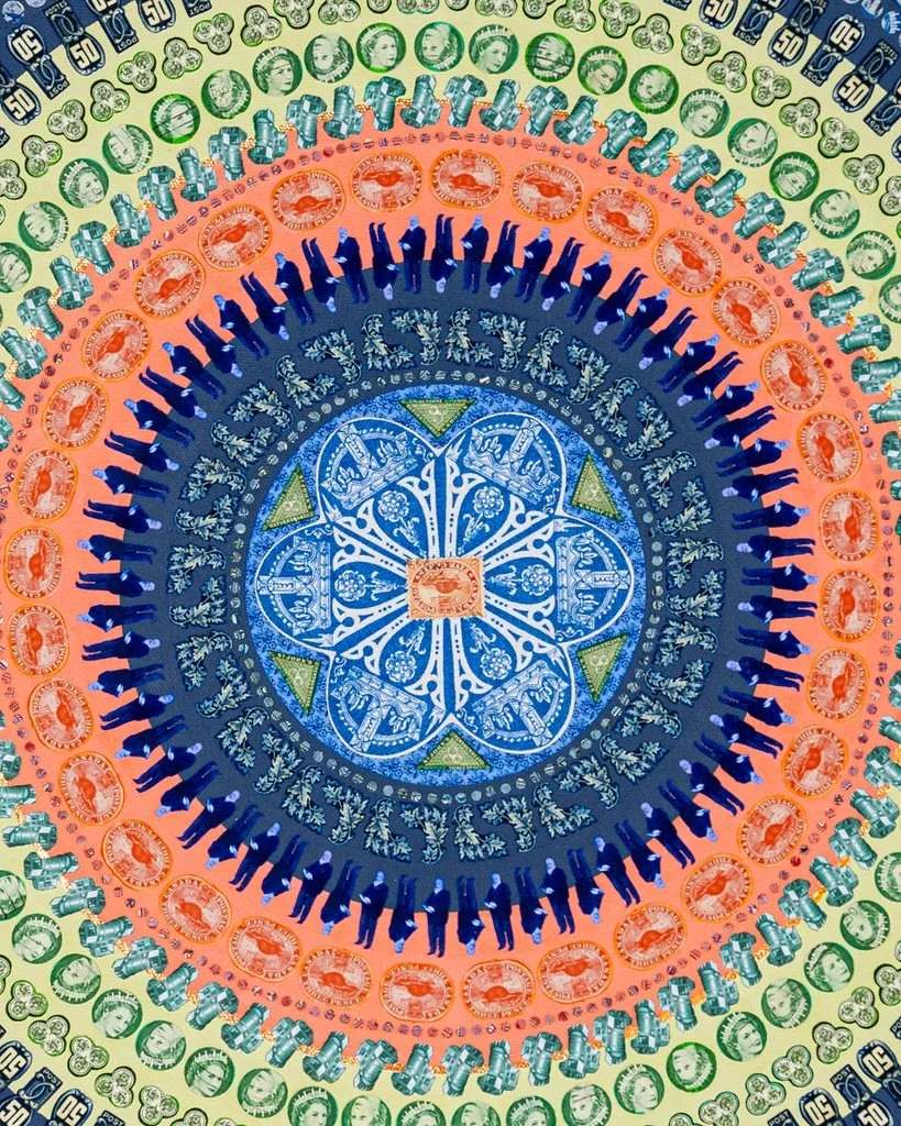 My artwork &ldquo;Mark of a Nation&rdquo; is built from thousands of postage stamps, fragments of official history, peeled, cut, and reassembled.

Each piece once marked a moment.
Now they map something else: how identity is built, how memory travels