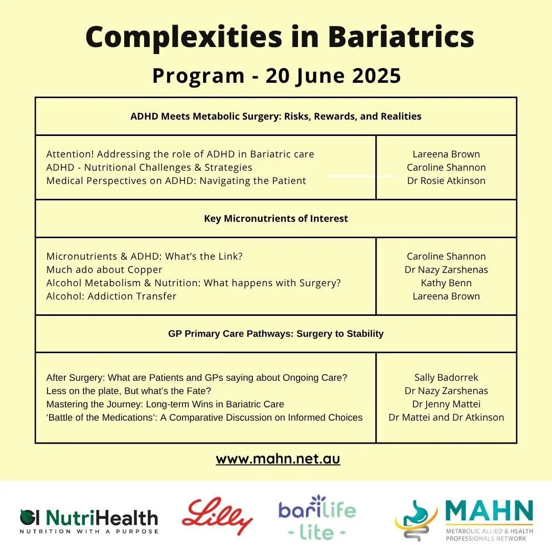 Did you know each session recording can be purchased online via www.MAHN.net.au #bariatricsurgery #adhd #dietitian #nutrition