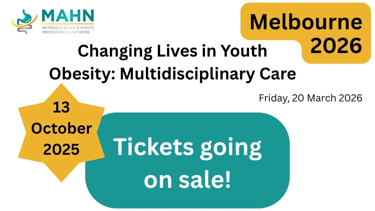 Impact Obesity and I are busy confirming speakers and finalising the program! 

Go to www.mahn.net.au for more details. Day will cover medicine, surgery, psychology, nutrition and public health evidence-based &amp; practical strategies for managing y