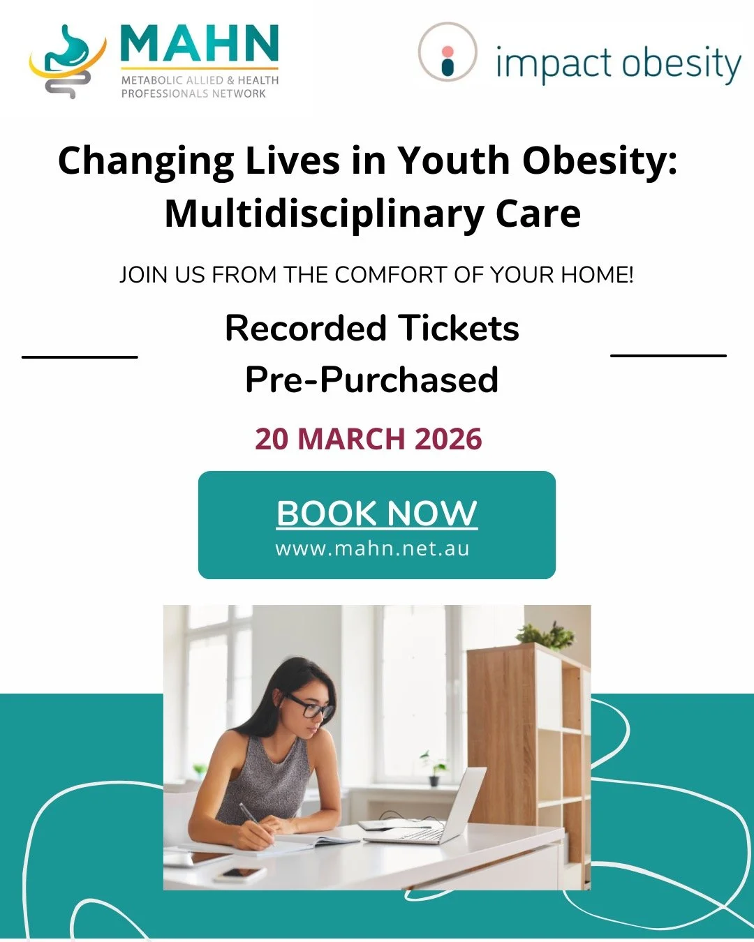 🎥 Want to catch our 20 March 2026 event but can&rsquo;t attend?
You can still take advantage, but recorded tickets must be pre-purchased.

Secure your earlybird ticket now www.mahn.net.au/events
#obesity #mahn #youthempowerment #multidisciplinary