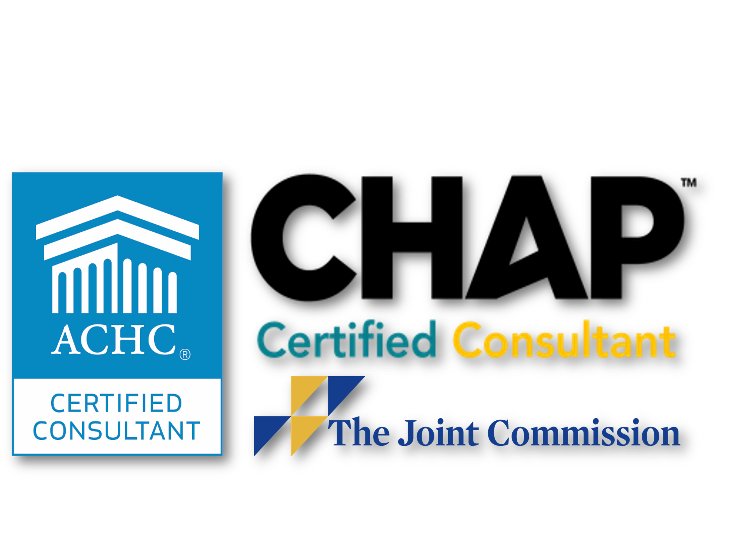 Certification badge and text for CHAP Certified Consultant, issued by ACHC and The Joint Commission.