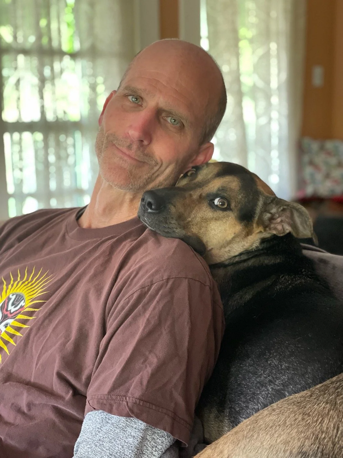 Forrest Healy with his dog Timsy