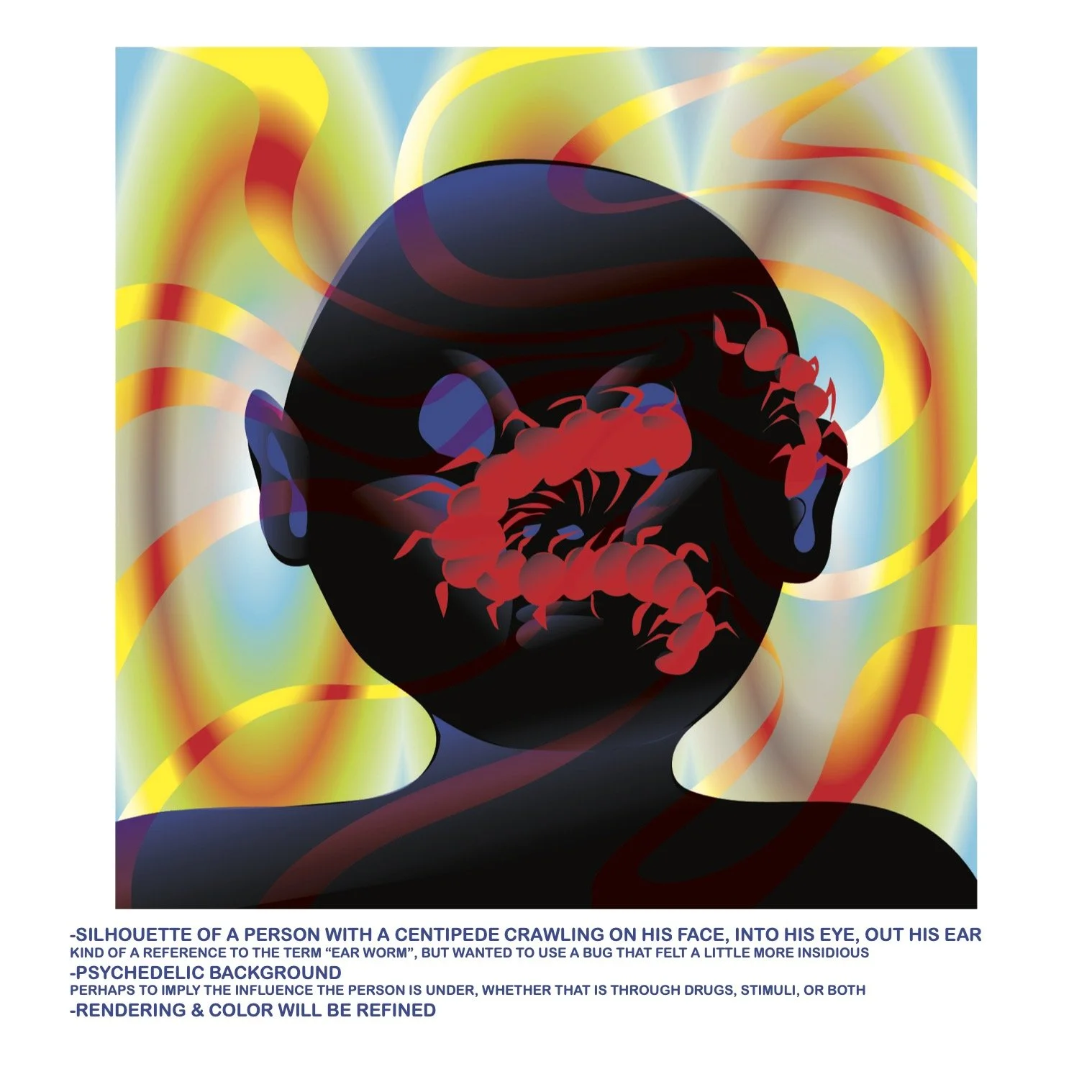 CENTIPEDE CRAWLING THROUGH FACE PSYCHEDELIC