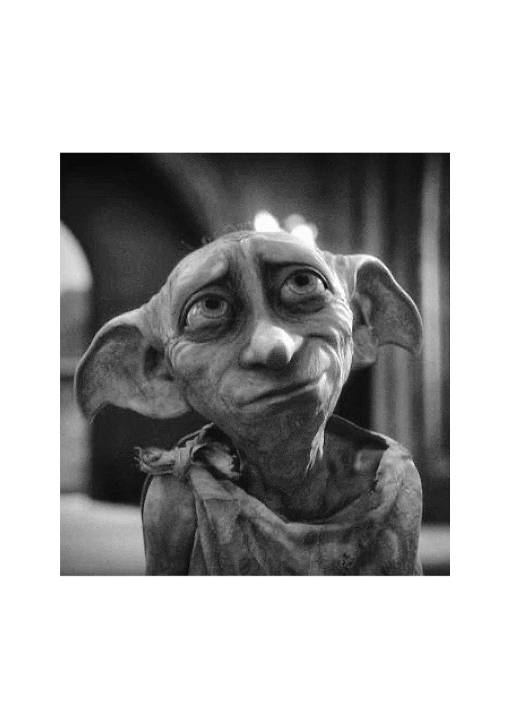 Bobby the house elf tattoo flash. Bobby is a free elf