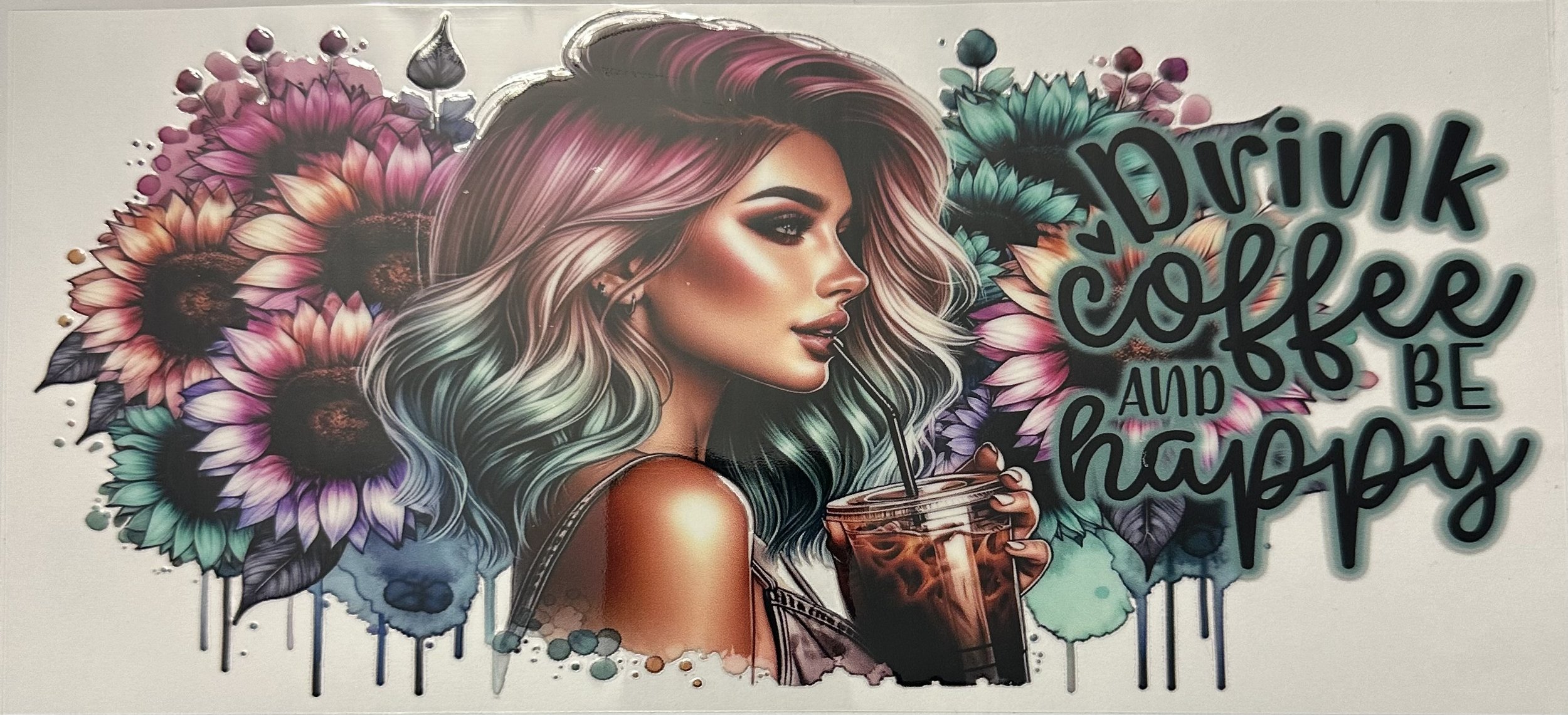 DS Tattoo Girl Drink Coffee Be Happy