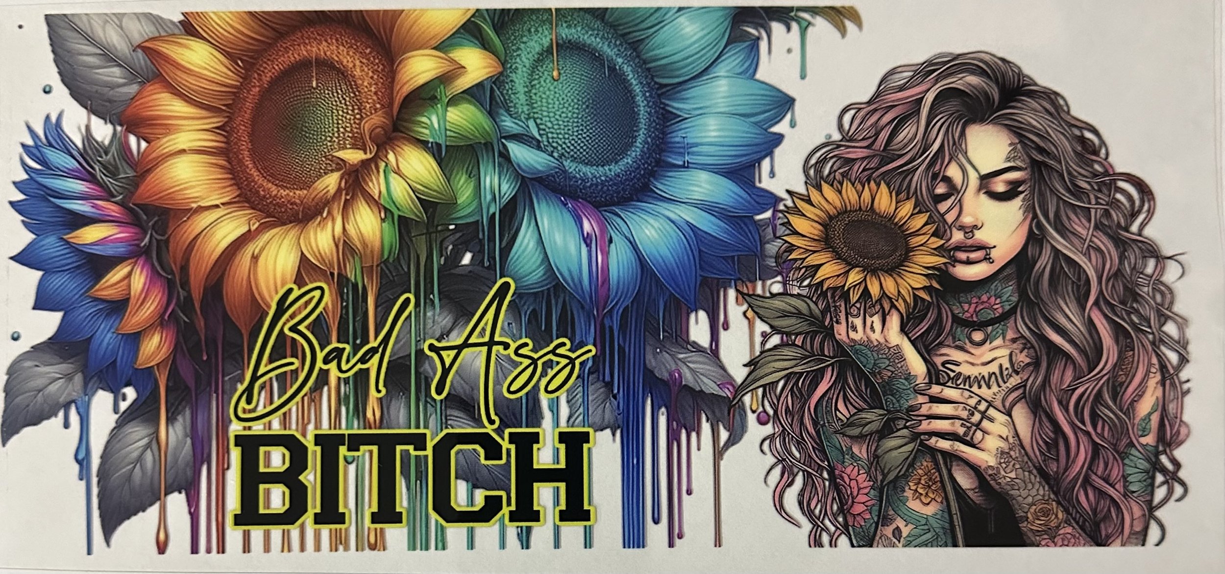 DS Tattoo Girl Bad Ass Bitch Sunflower