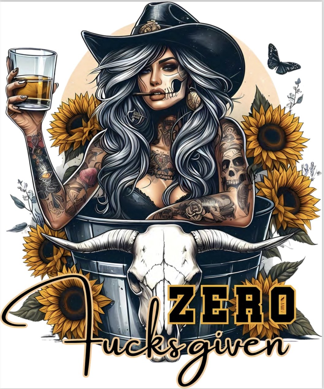 DTF Tattoo Girl Zero Fucks Given