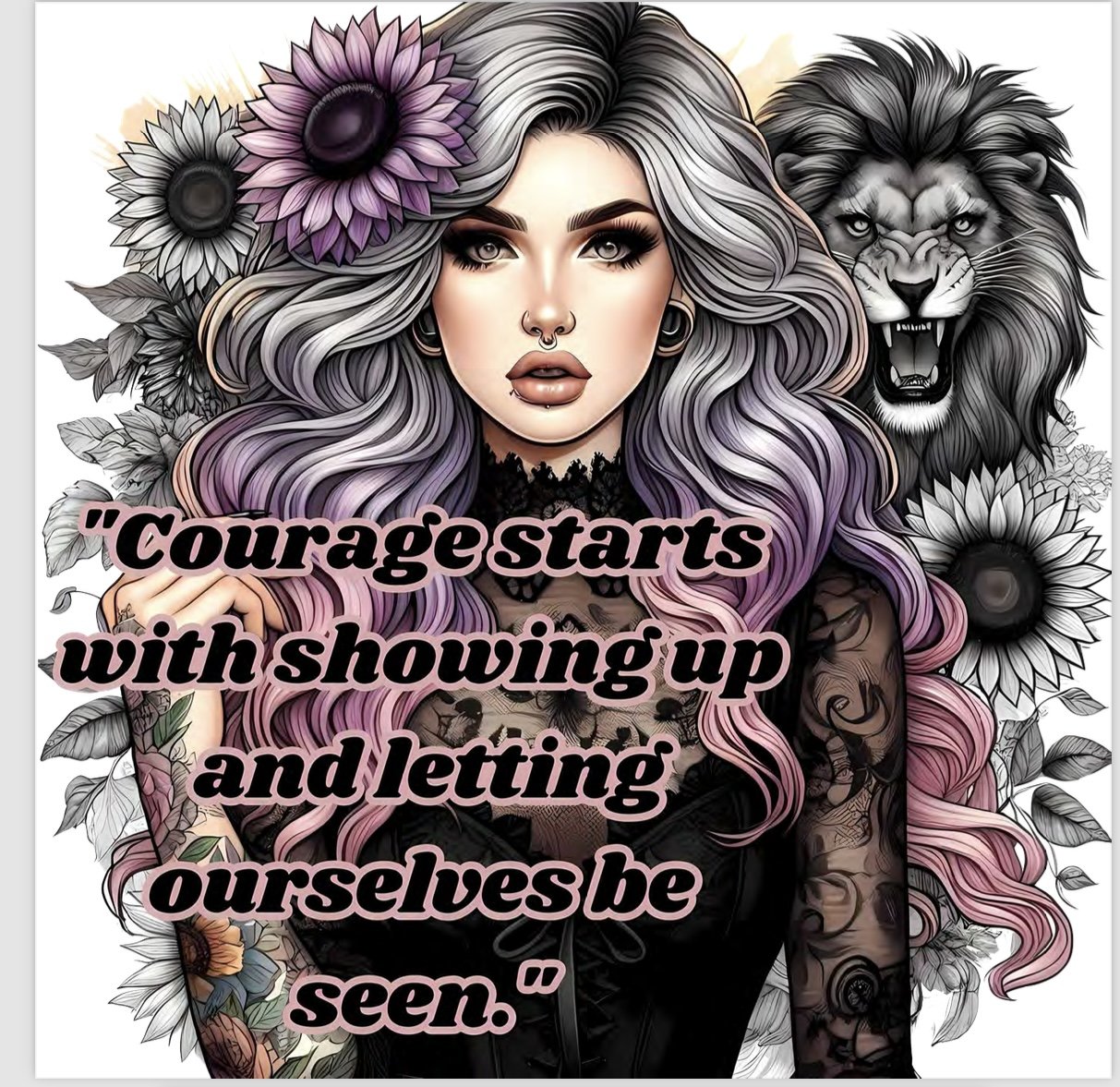DTF Tattoo Girl COURAGE