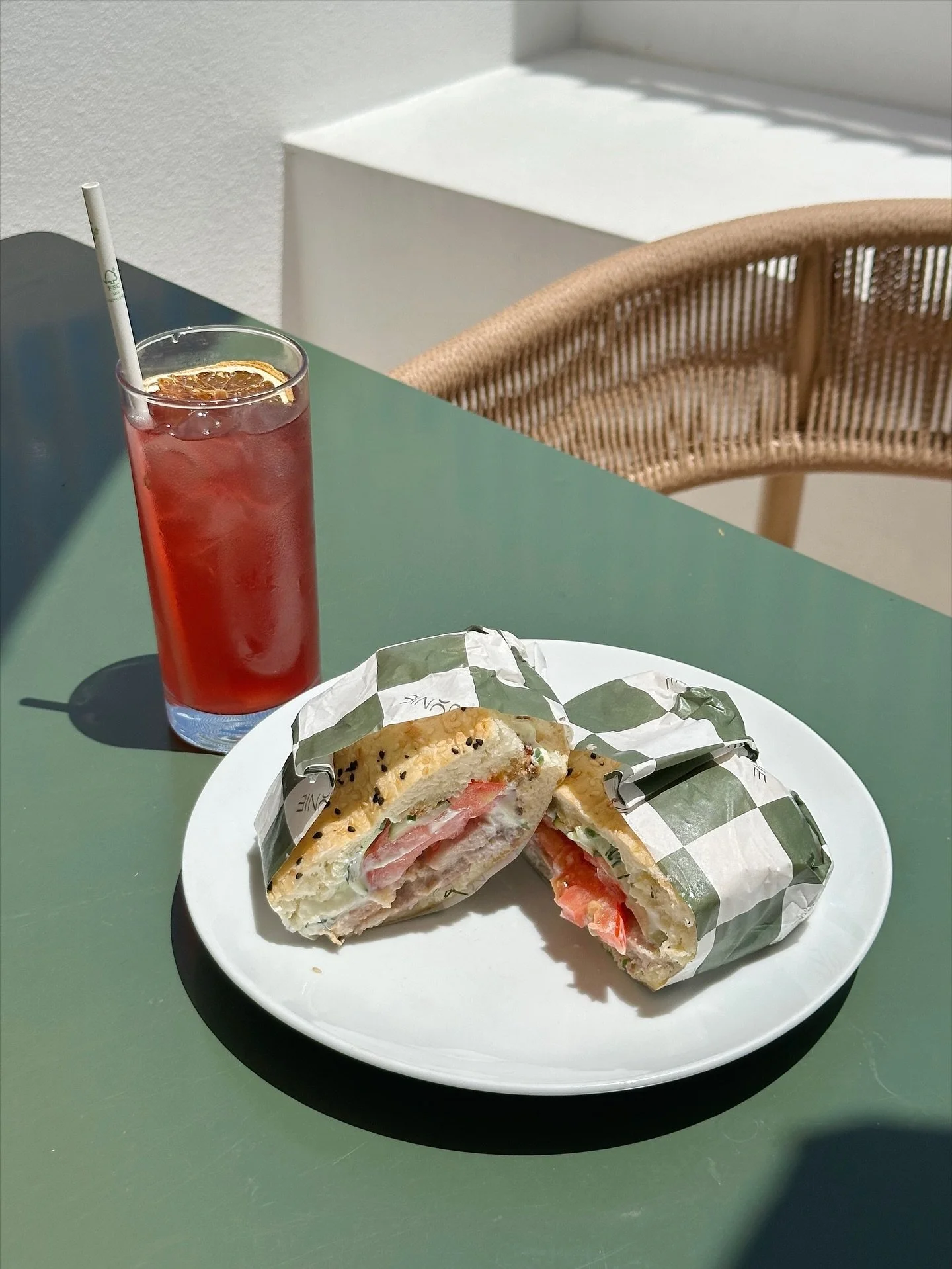 Hibiscus lemonade and Tayte&rsquo;s Greek lamb special &mdash; add fries for extra flavour! Available until sold out 🌺🌯