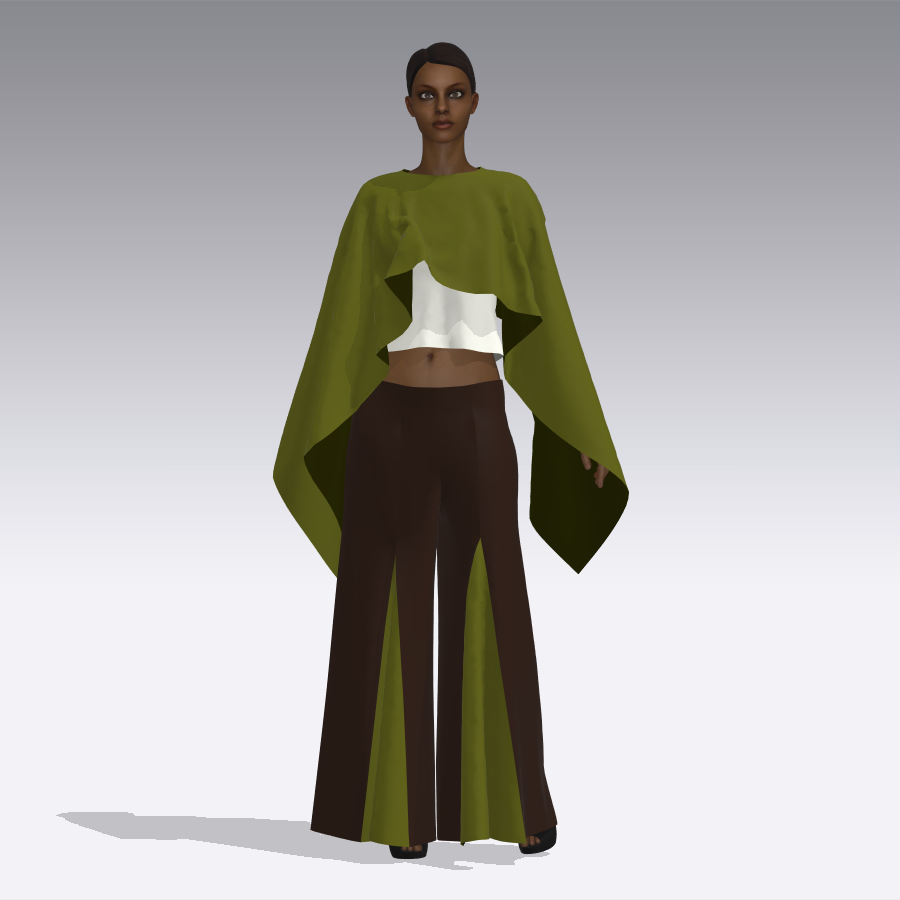 Wide leg godet pants + cape top.png
