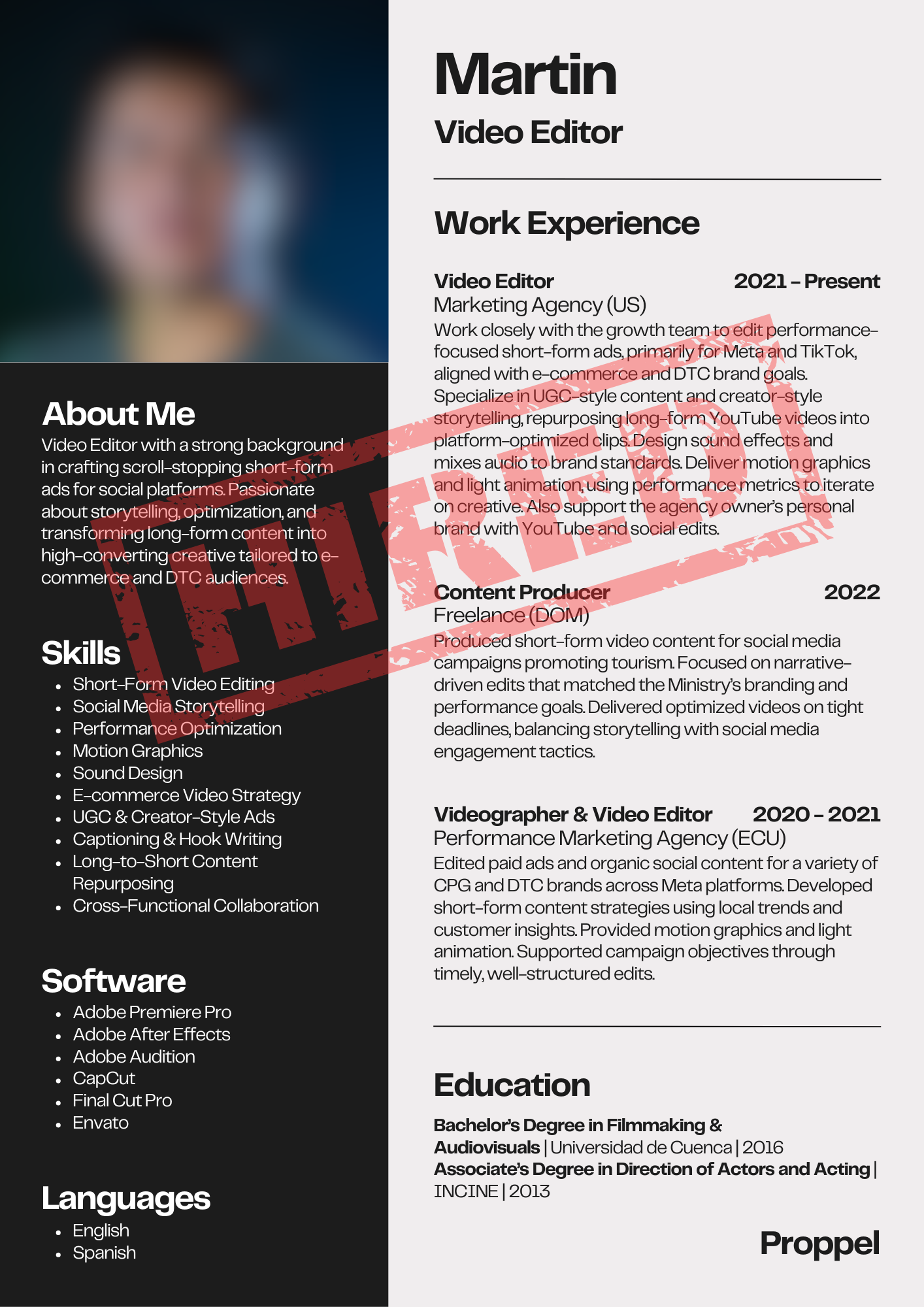 Video Editor Role | Proppel