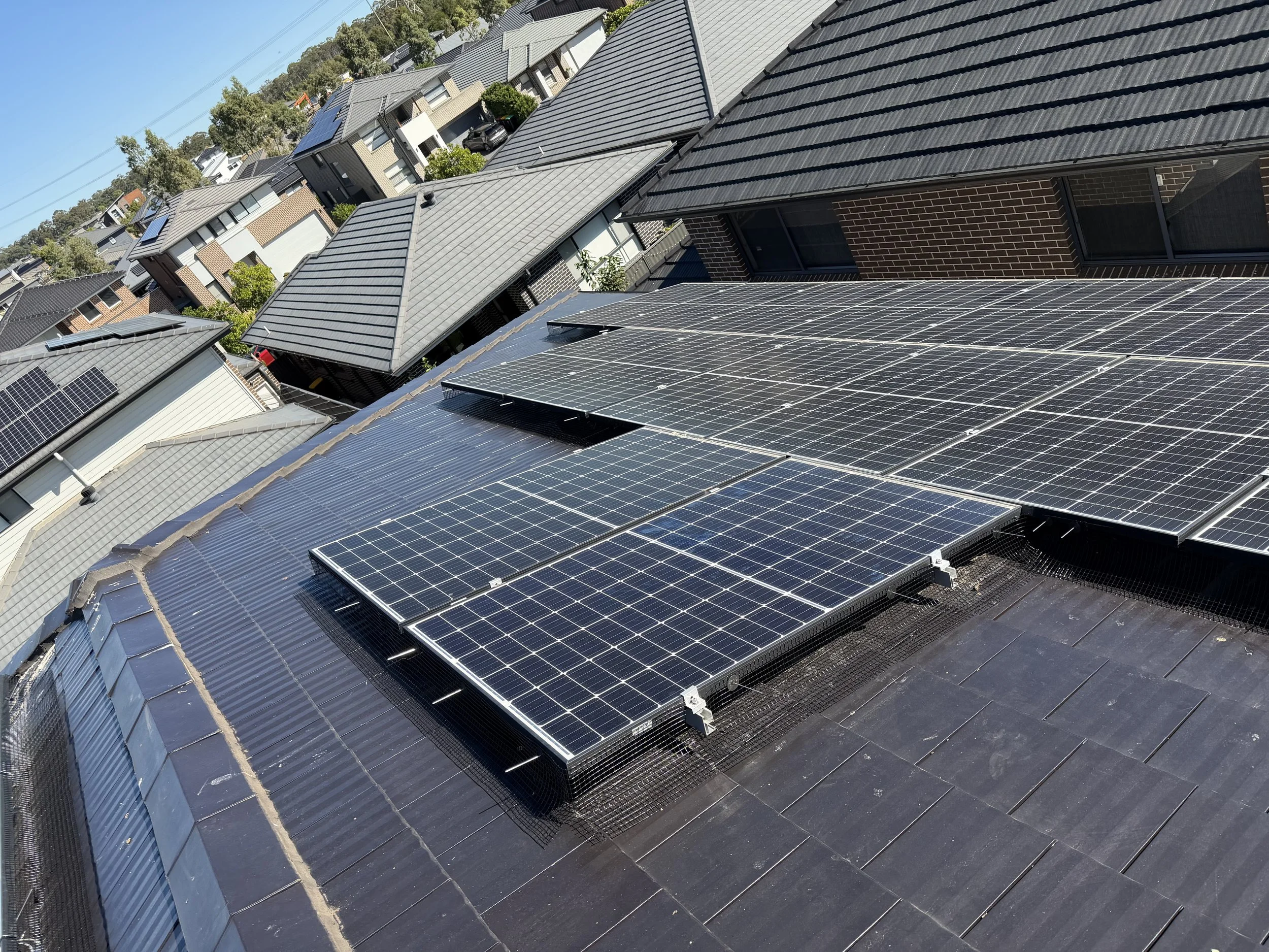 Solar Bird Mesh neatly installed around the perimeter on slate terracotta, in Canada Bay City Council, Sydney, NSW.